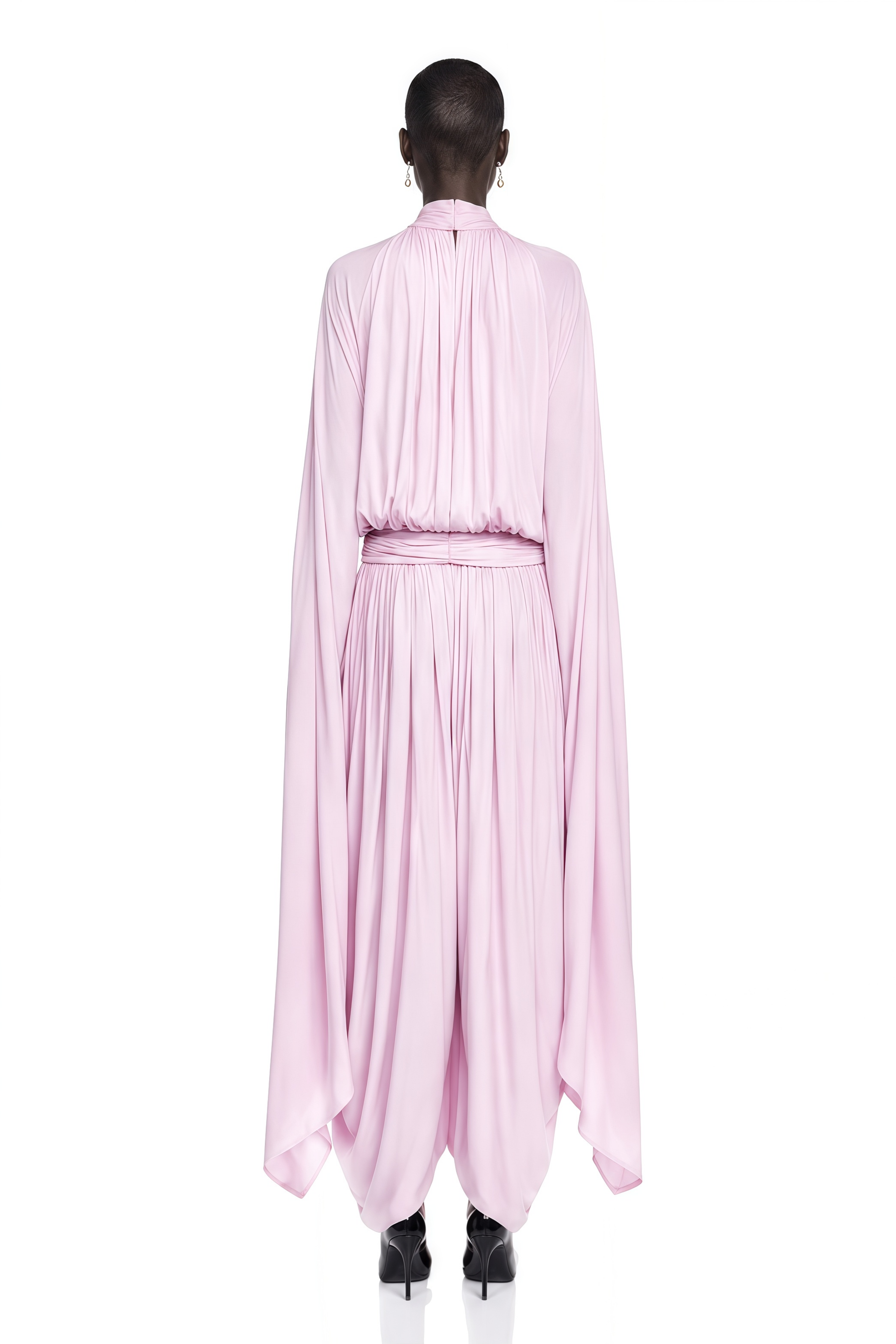 Adriana Pink Draped Cape Sleeve Top & Trousers Set