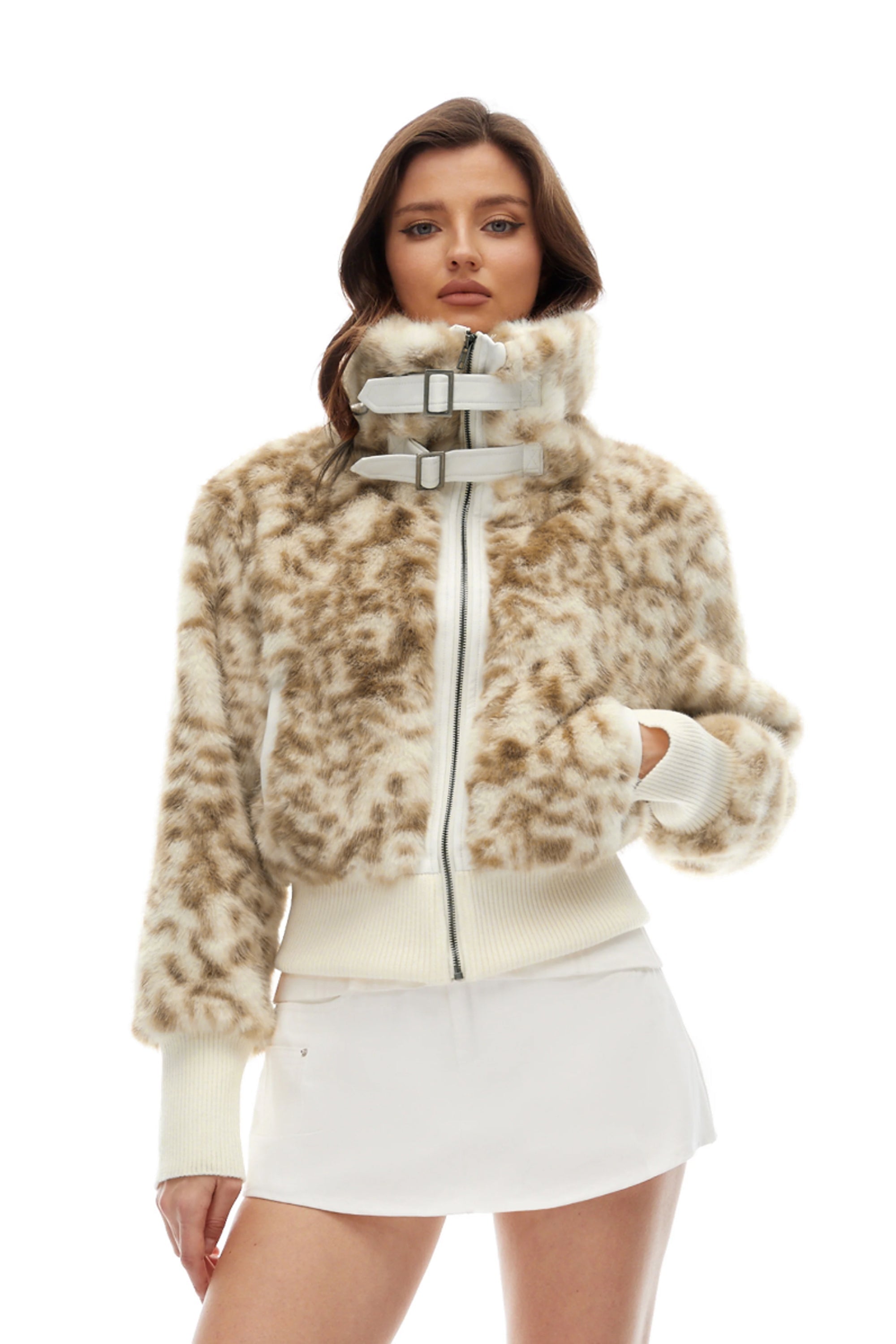 Manteau en fourrure à imprimé ombré Amira Brown