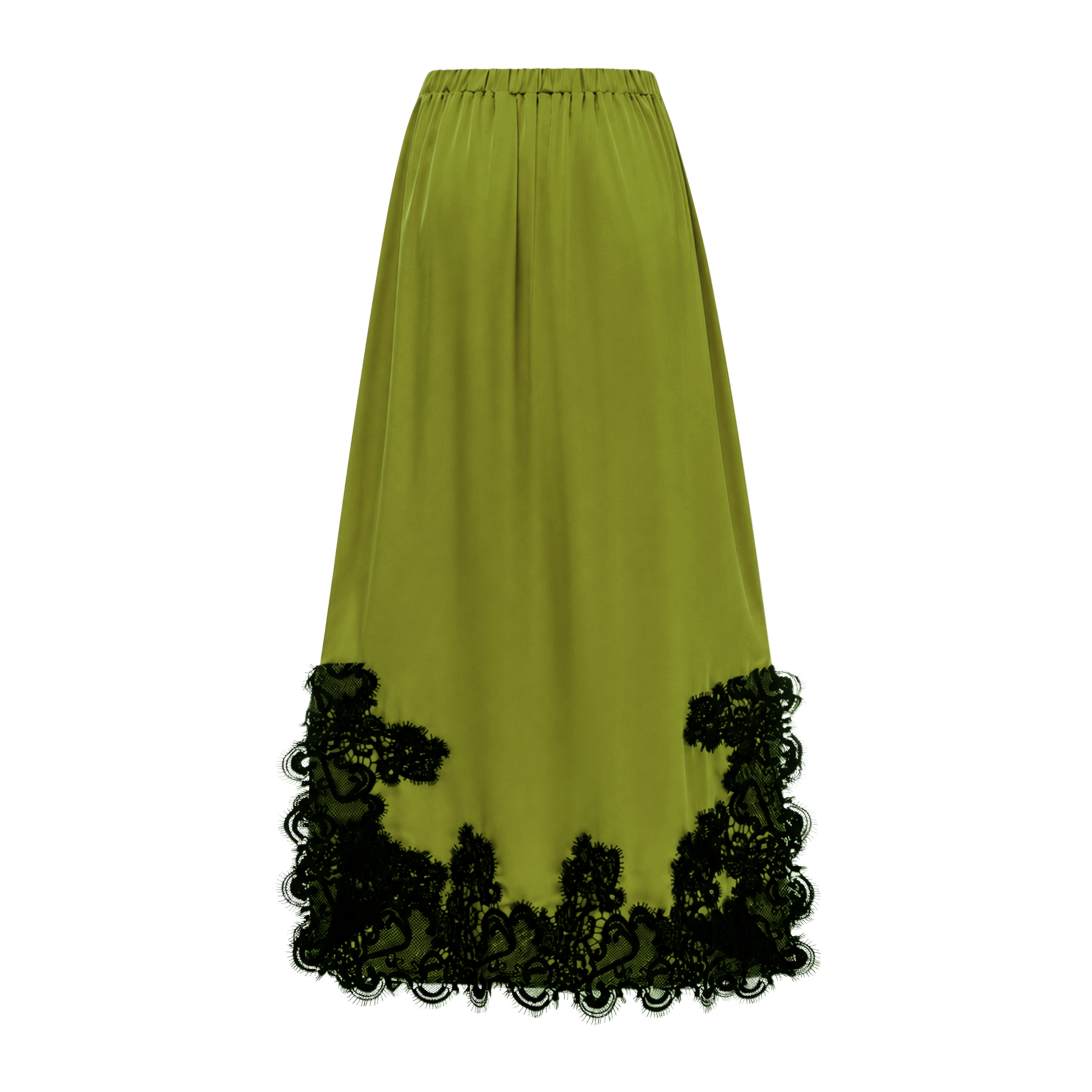 Aoraki Green One Shoulder Top & Skirt Set with Lace Trim