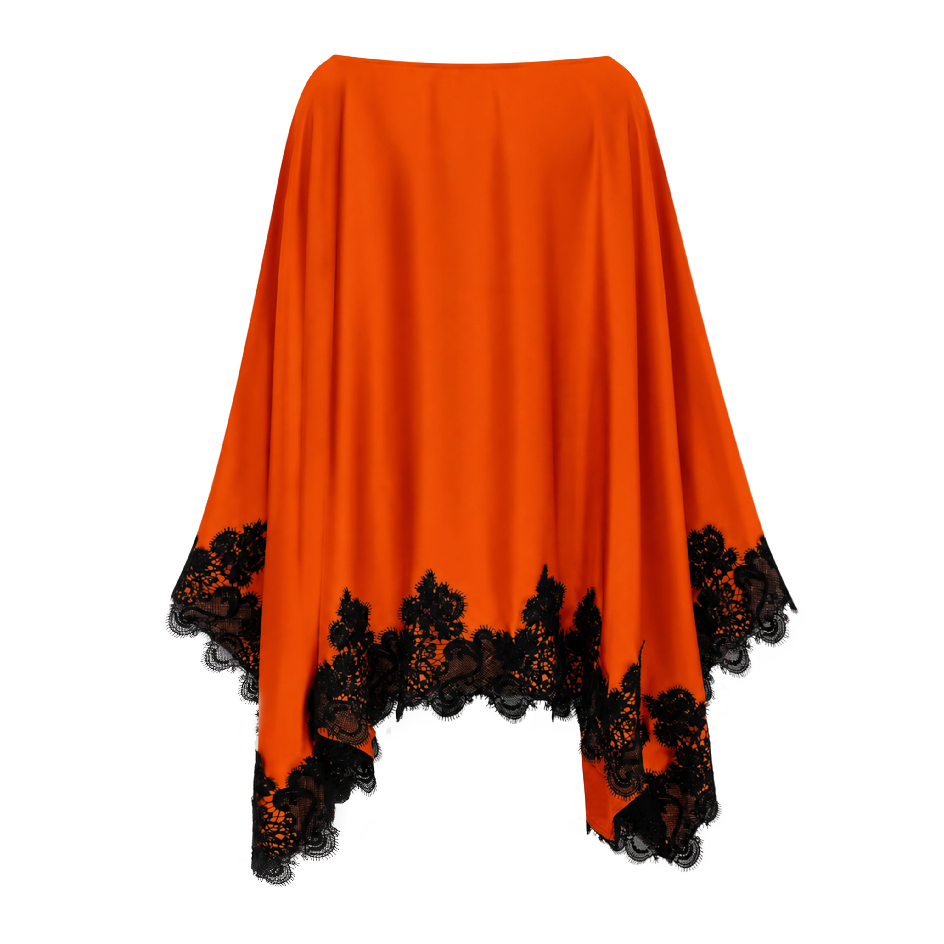 Aoraki Orange One Shoulder Top & Skirt Set with Lace Trim