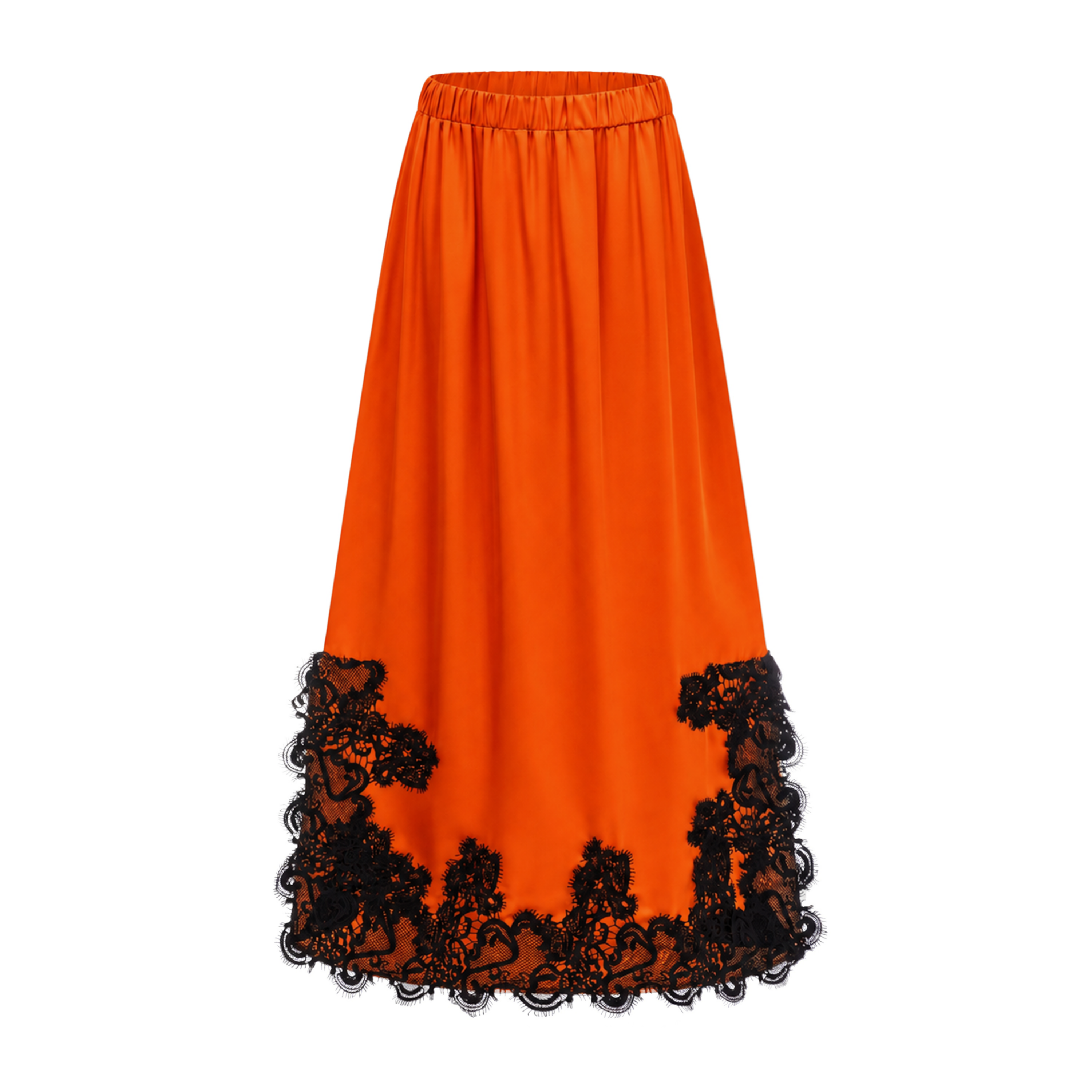Aoraki Orange One Shoulder Top & Skirt Set with Lace Trim