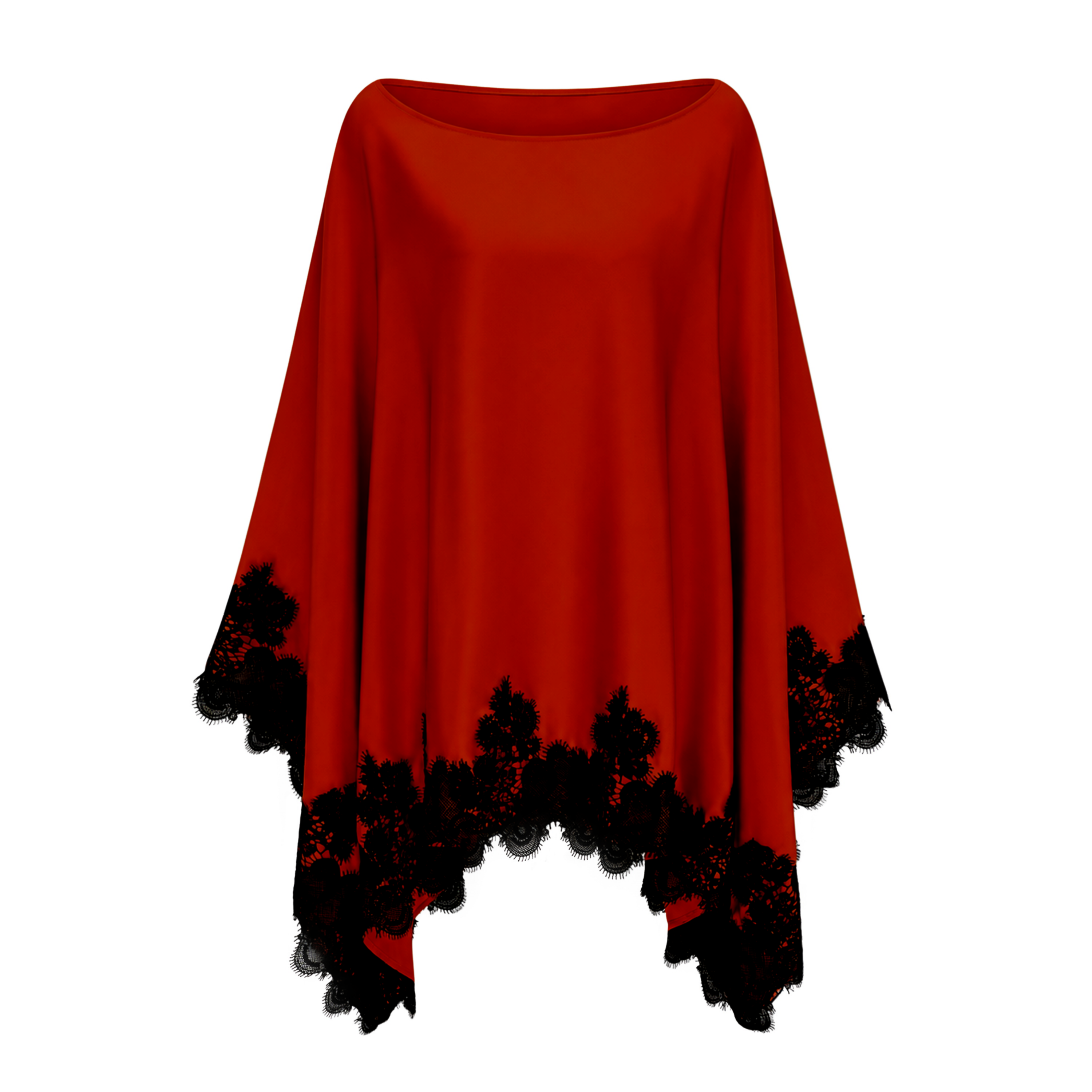 Aoraki Red One Shoulder Top & Skirt Set with Lace Trim