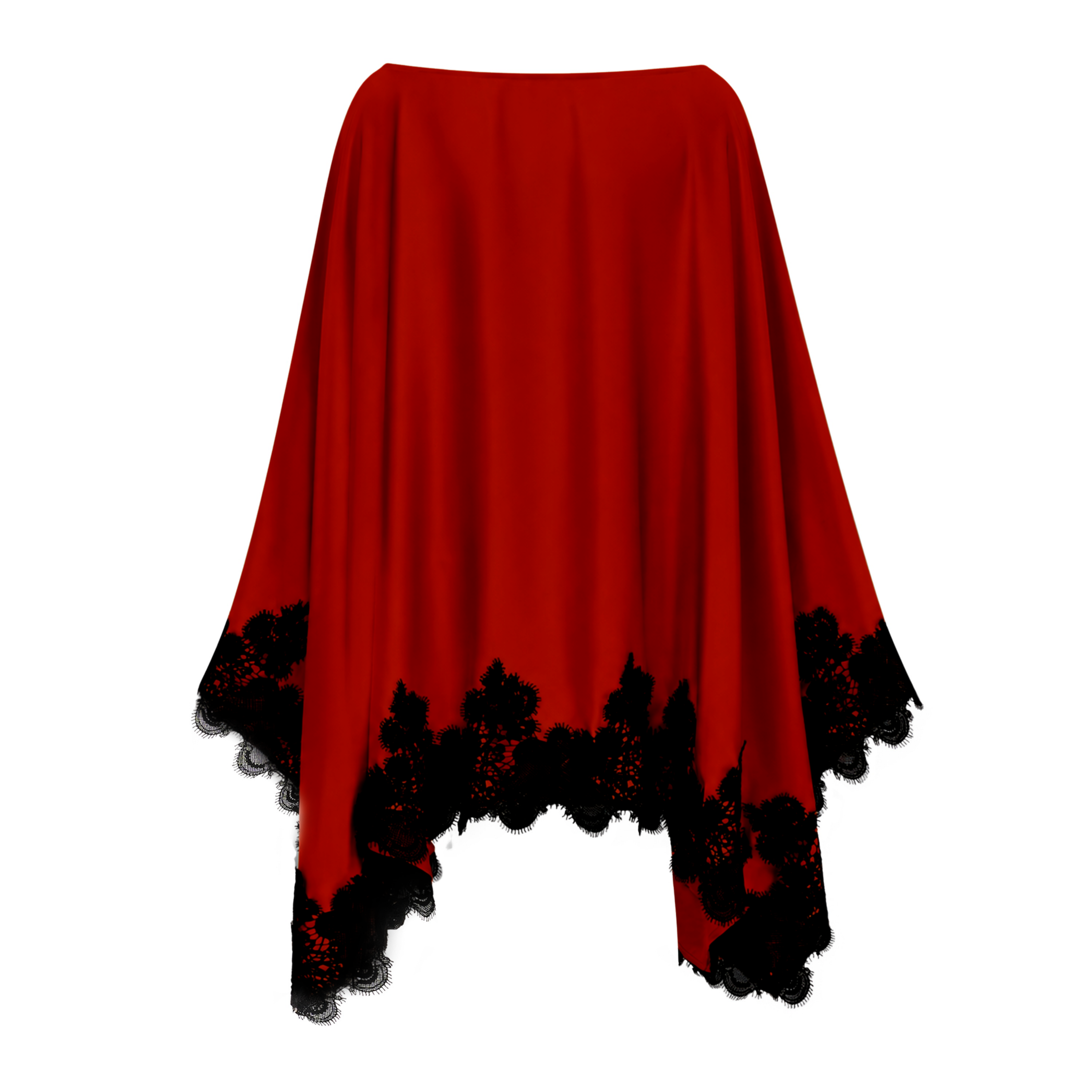 Aoraki Red One Shoulder Top & Skirt Set with Lace Trim
