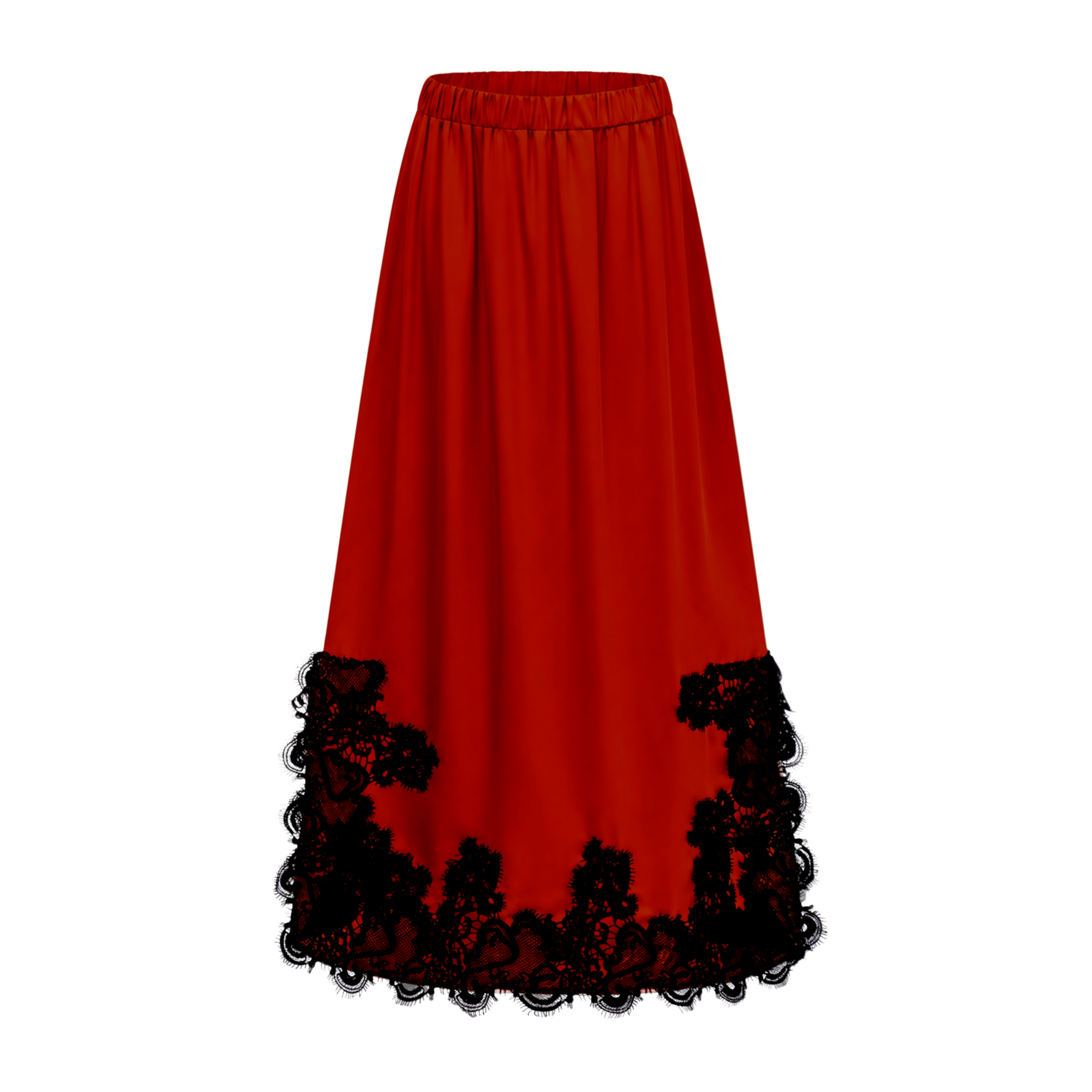 Aoraki Red One Shoulder Top & Skirt Set with Lace Trim