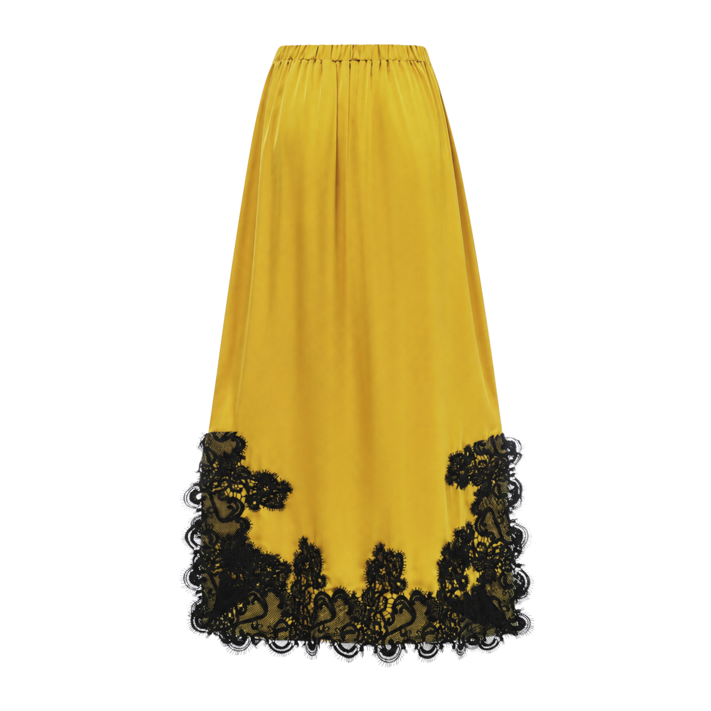 Aoraki Yellow One Shoulder Top & Skirt Set with Lace Trim