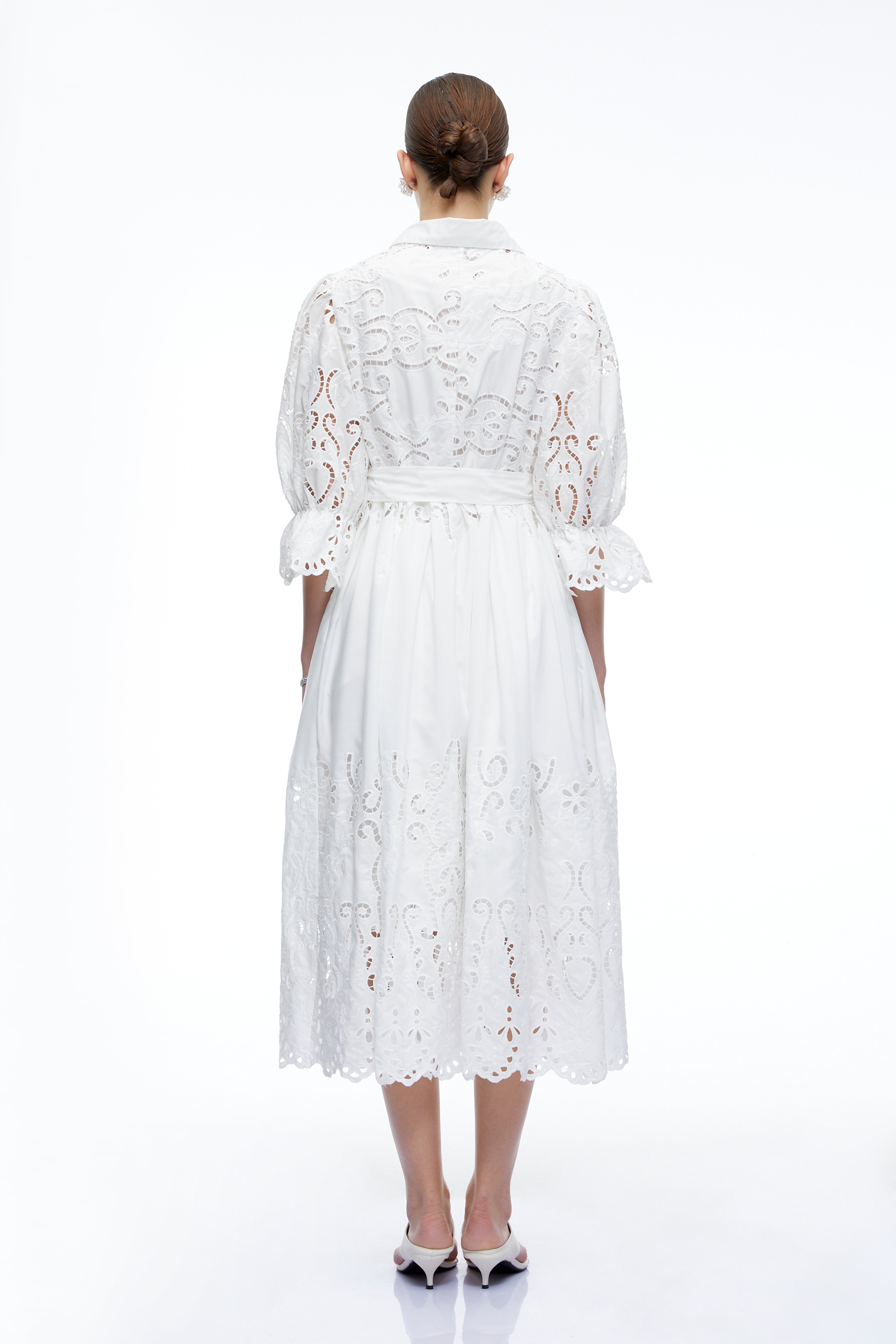 Aveline White Lace Midi Dress With Cut-Outs