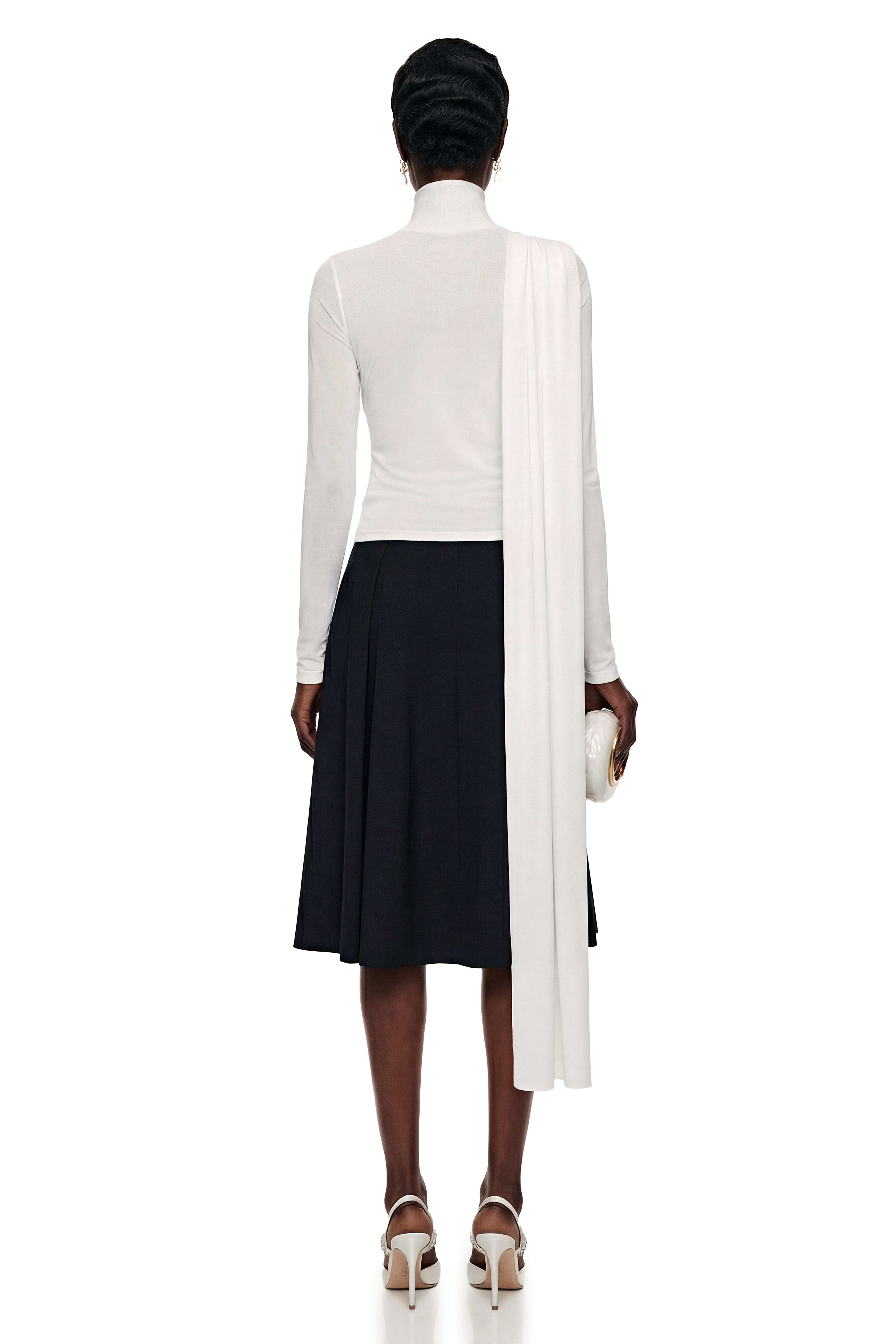 Ayanda White High Neck Blouse with Bow Detail (Final Sale)