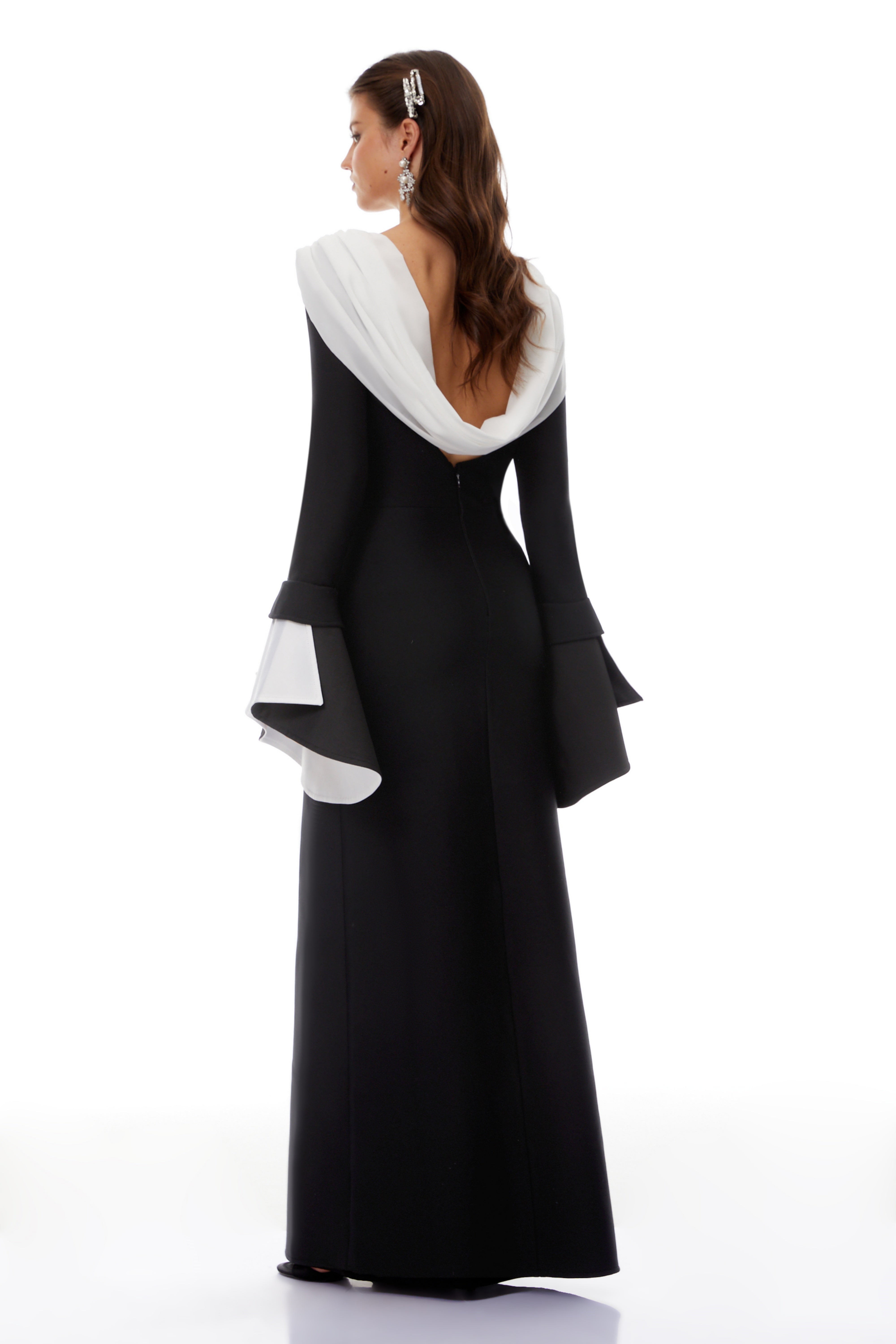 Bente Black Color Block Draped Maxi Dress (Final Sale)