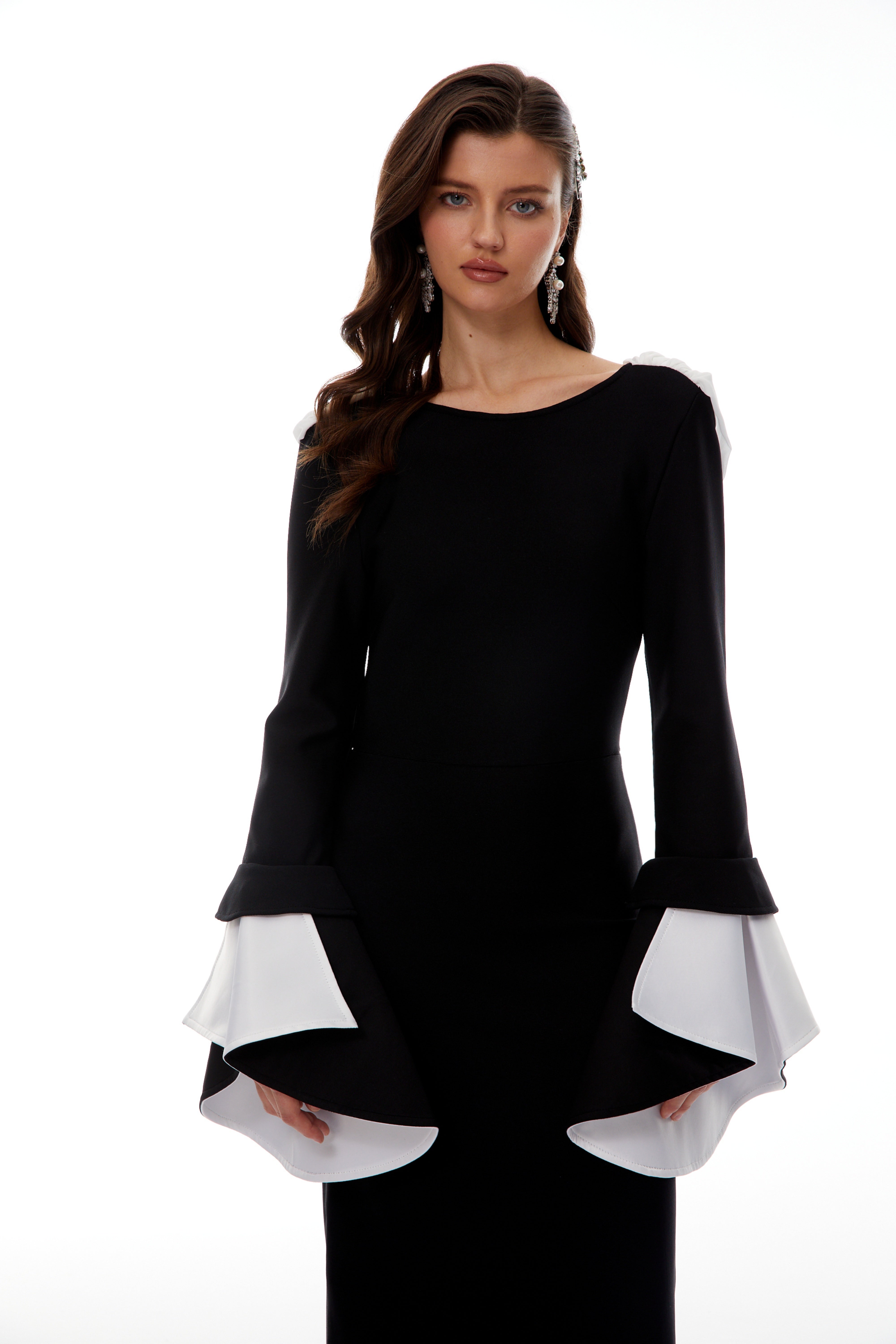 Bente Black Color Block Draped Maxi Dress (Final Sale-US Only)
