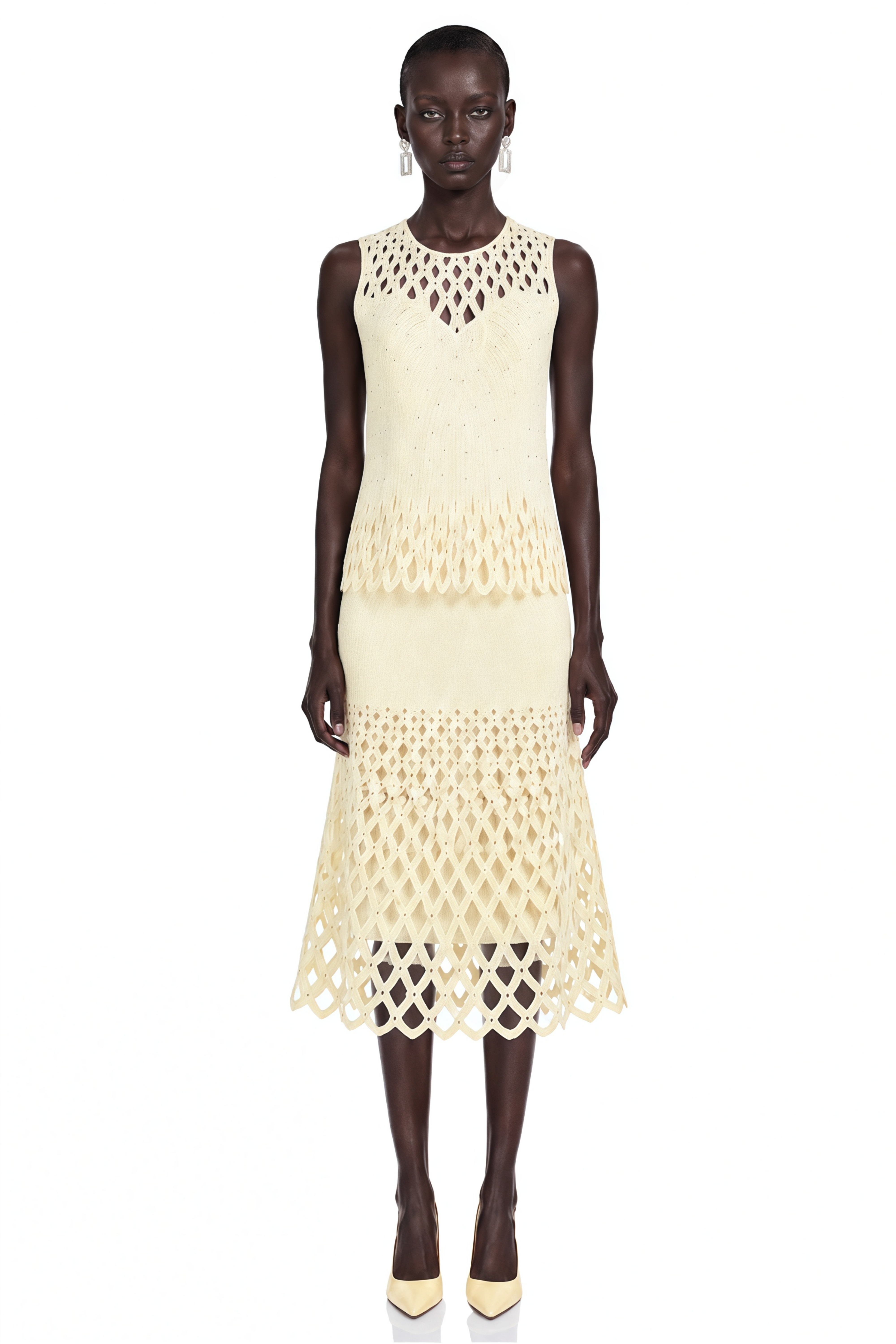 Beverly Yellow Cut-Out Rhinestone Top & Skirt Set