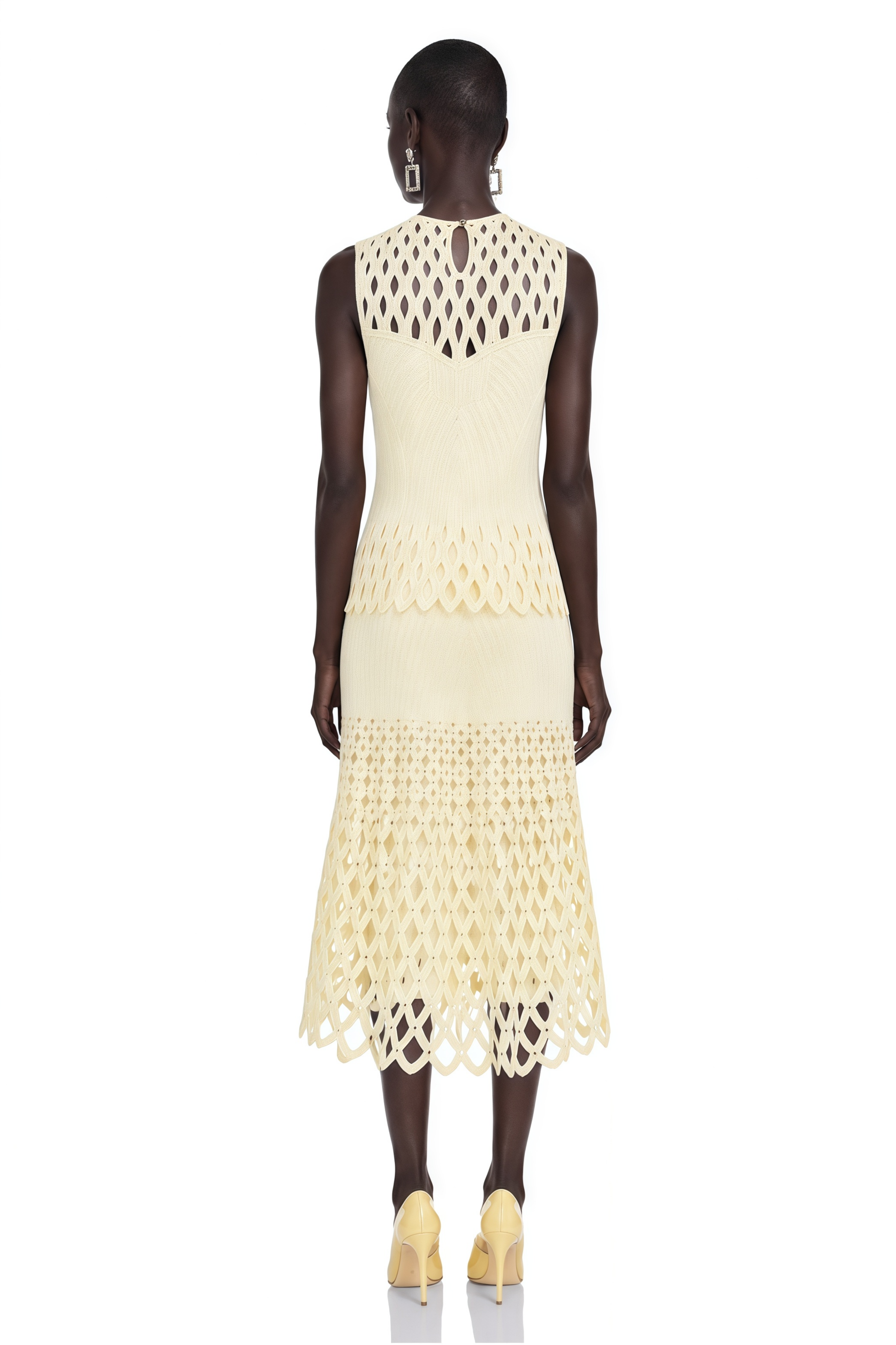 Beverly Yellow Cut-Out Rhinestone Top & Skirt Set