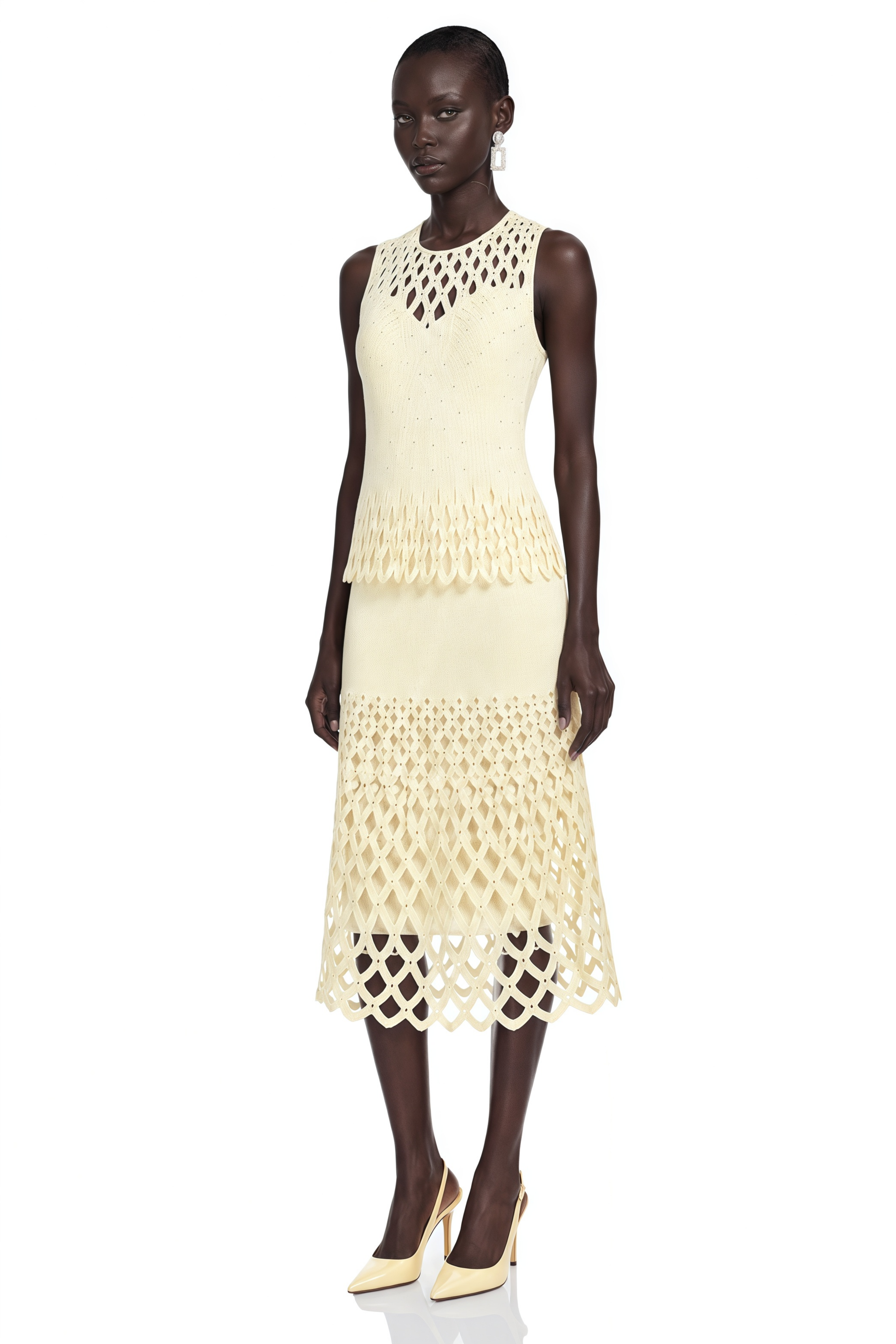 Beverly Yellow Cut-Out Rhinestone Top & Skirt Set
