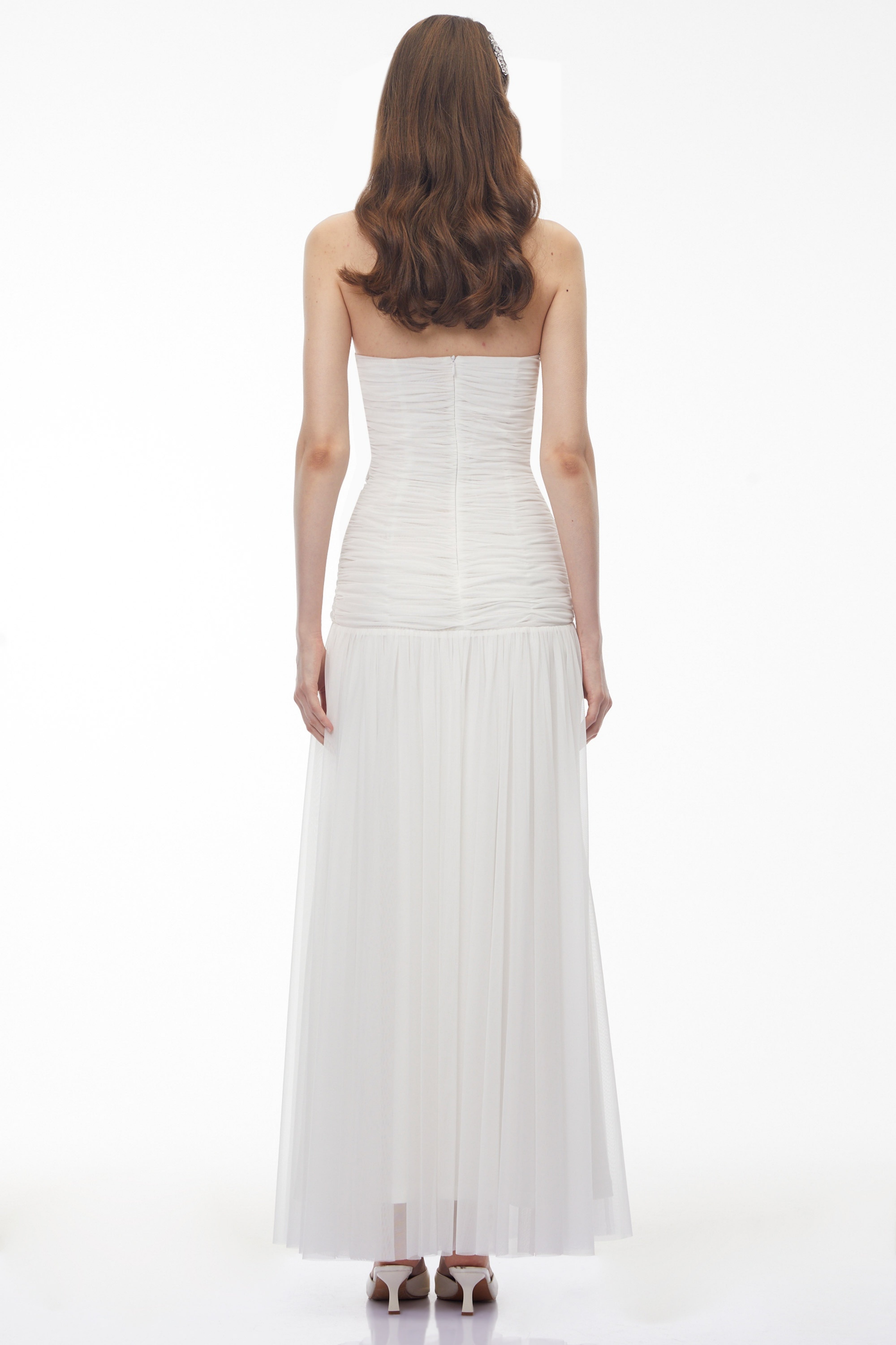 Bianka White Cross Front Ruched Maxi Dress (Final Sale-US Only)