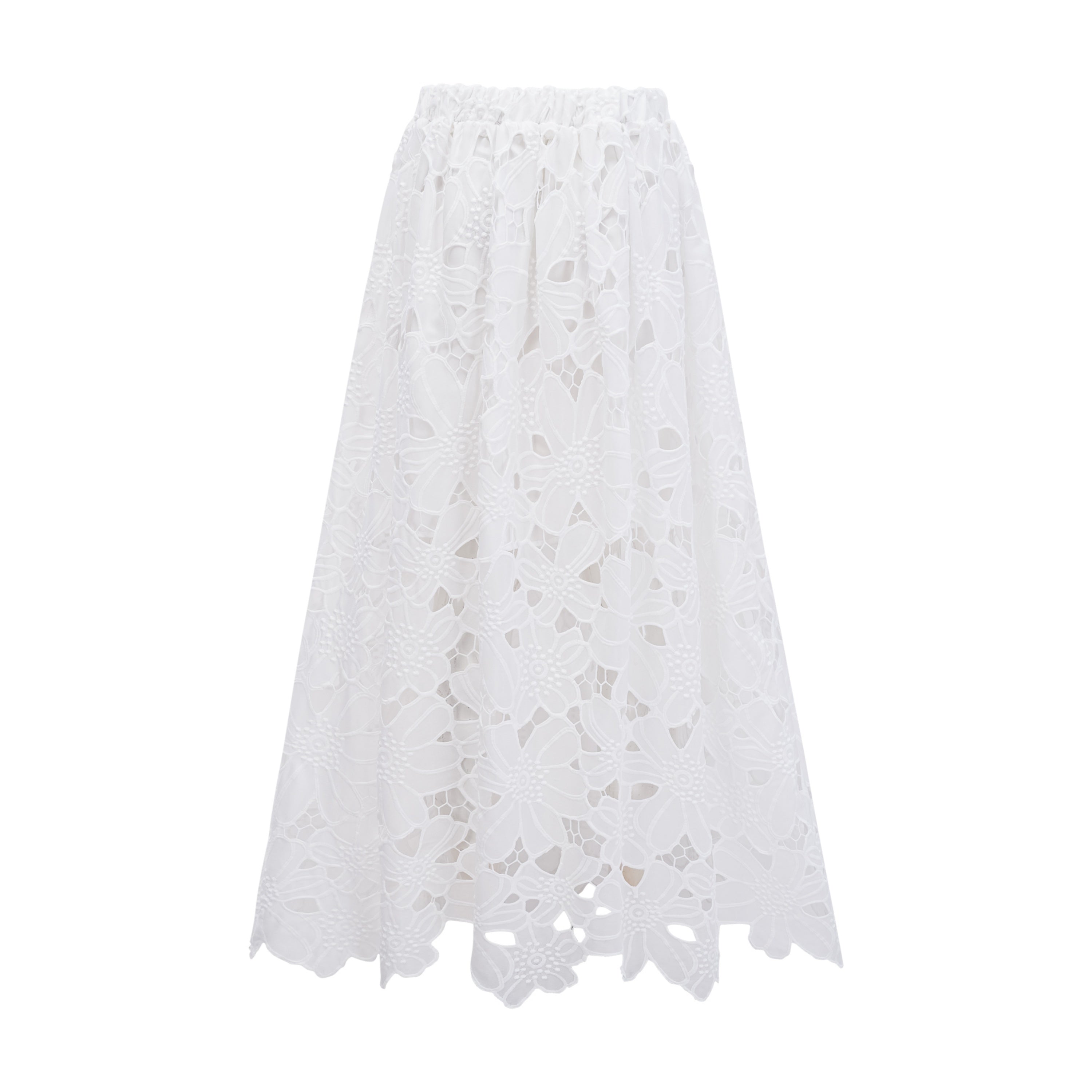 Bilun White Cut-Out Lace Top & Skirt Set