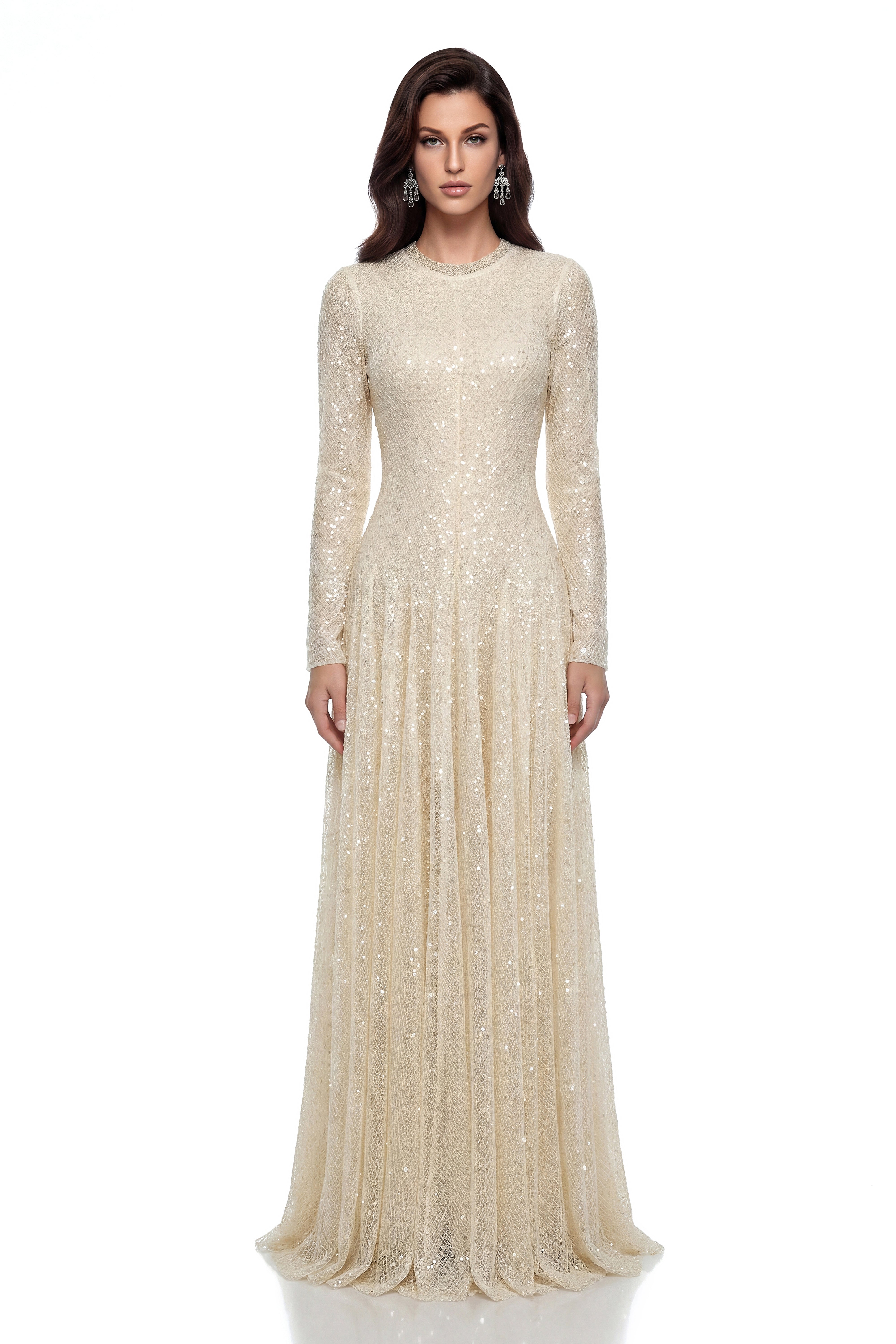 Brynhildr White Embellished Tulle Maxi Dress