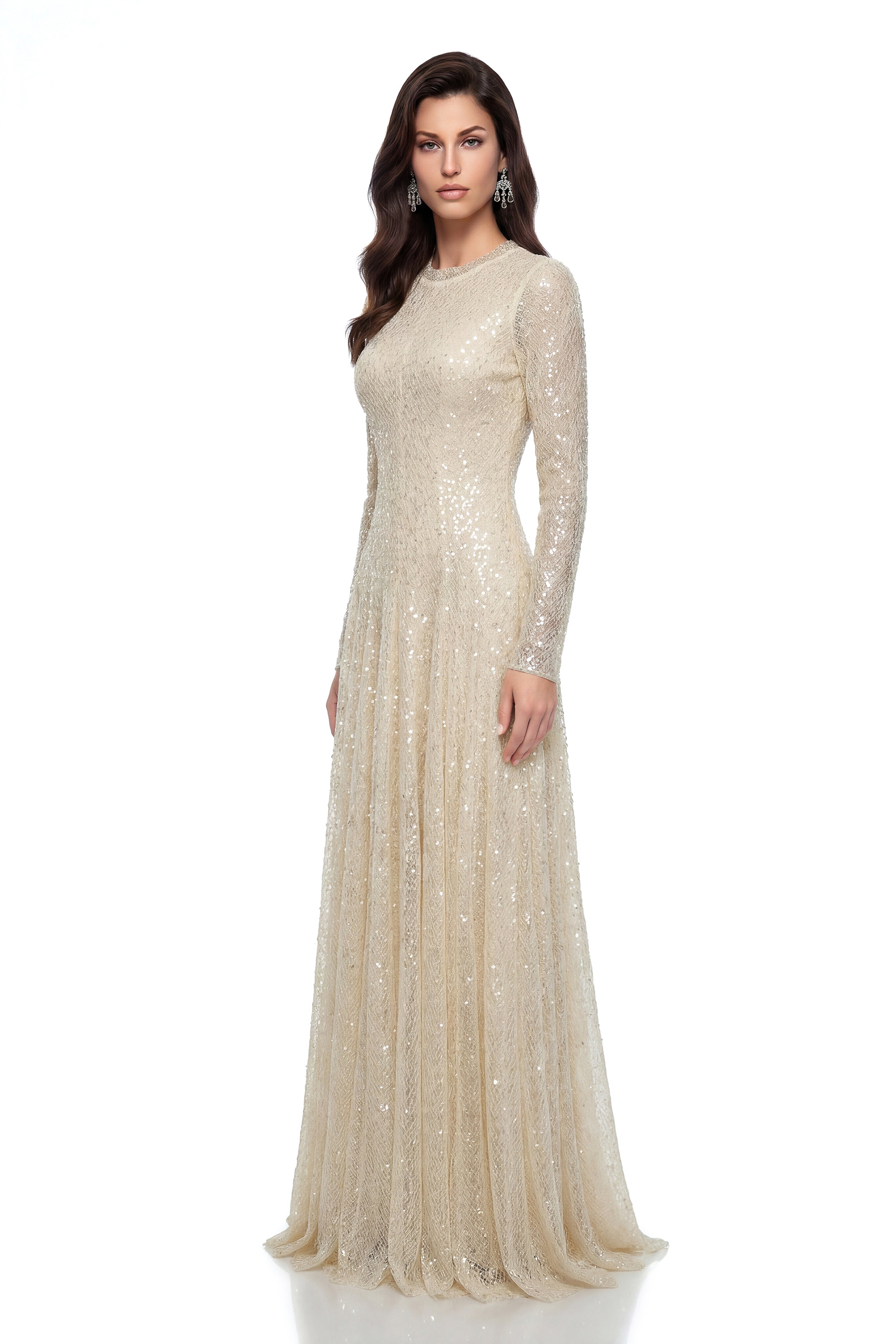 Brynhildr White Embellished Tulle Maxi Dress
