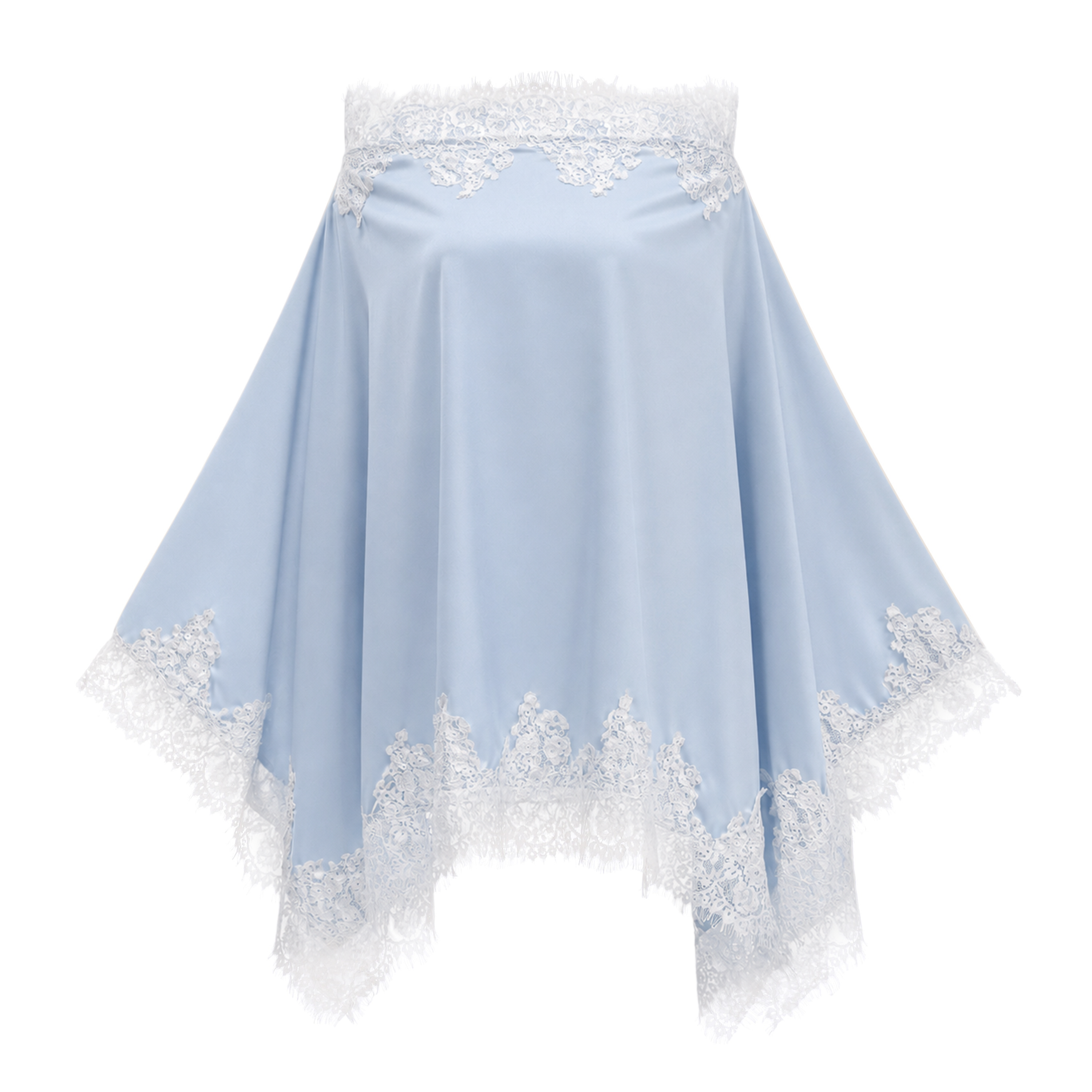 Carlota Blue Cape & Skirt Set with Lace Trim