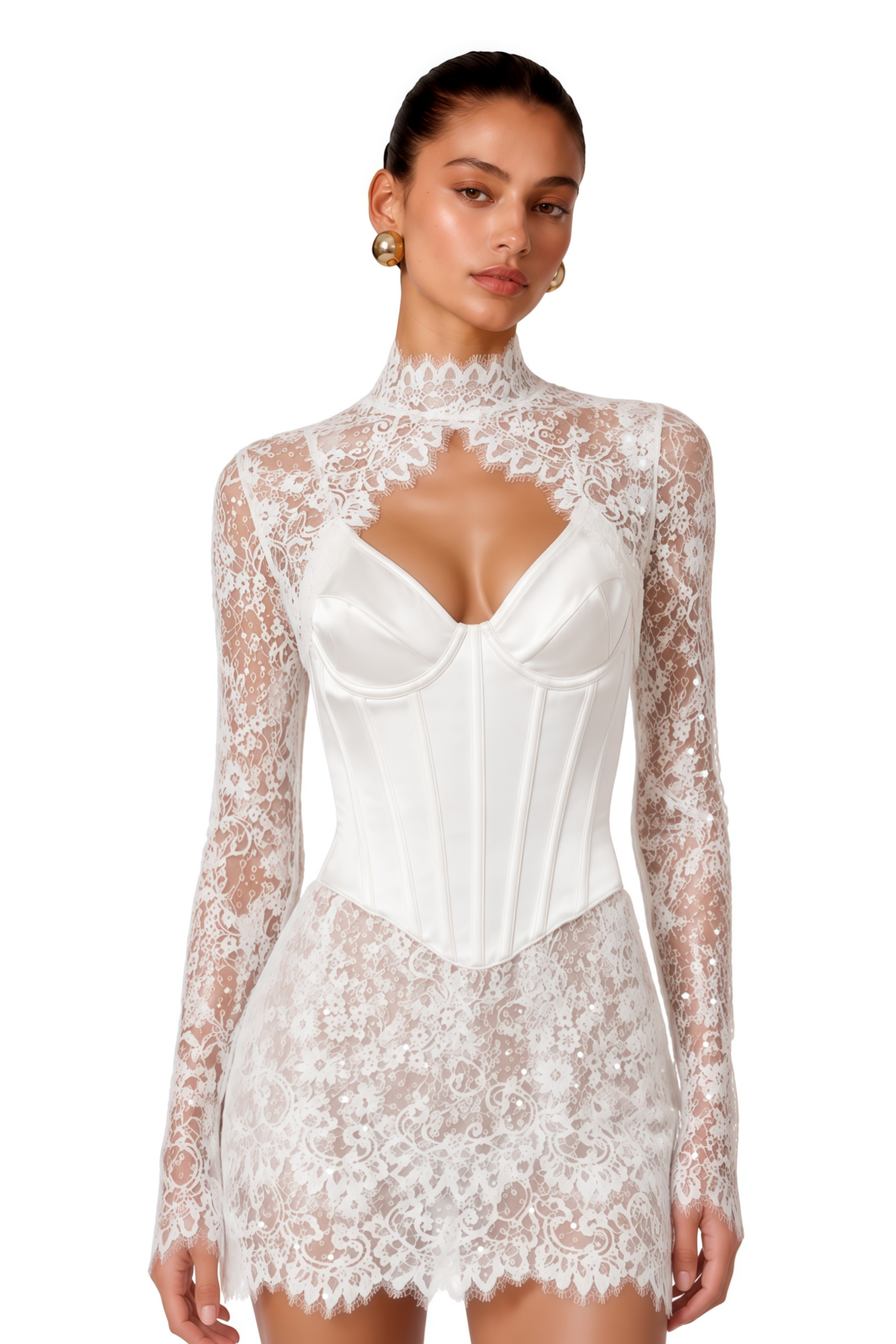 Cecilia White Lace Top & Mini Skirt Set