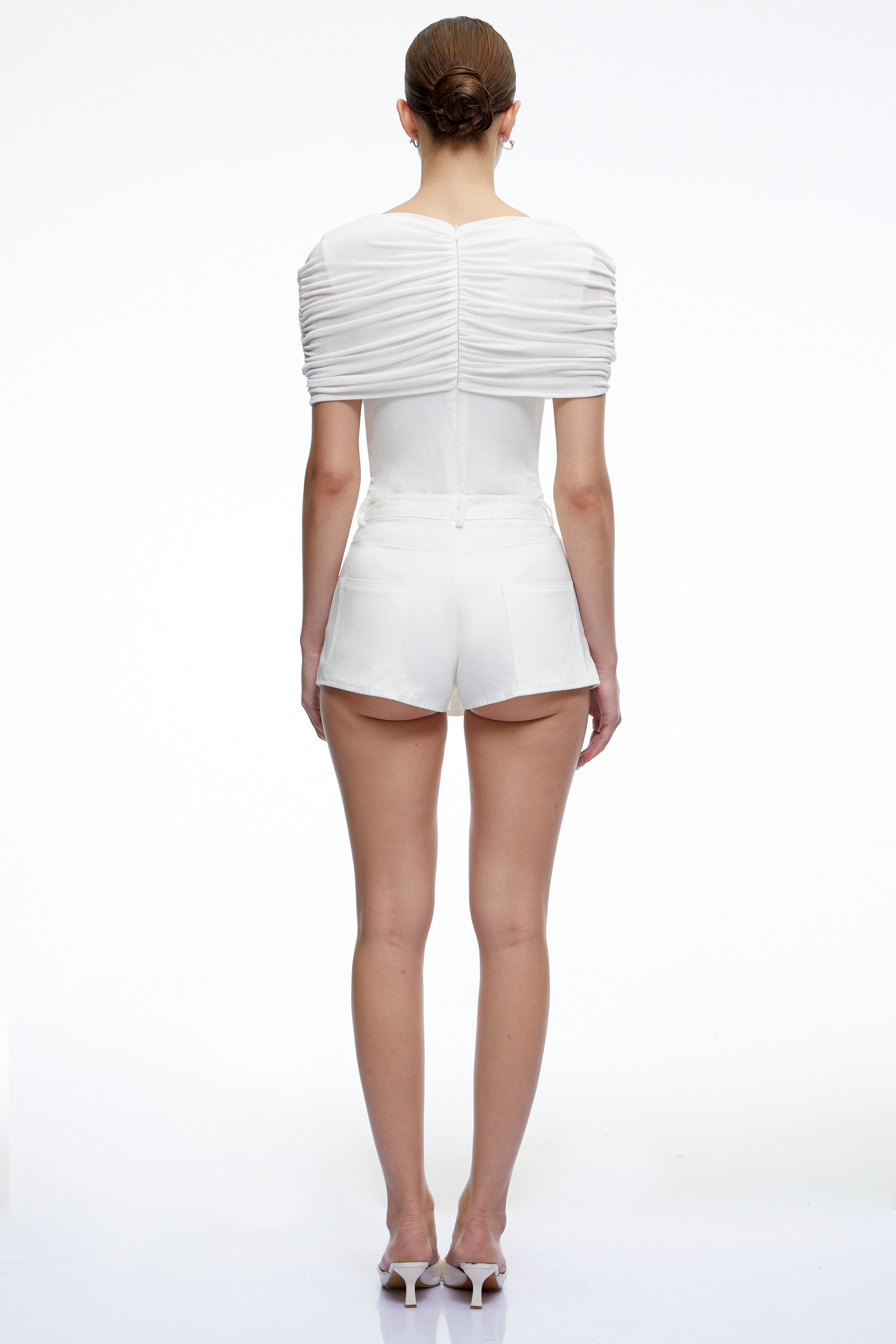 Celeste White Pleated Cape Jumpsuit