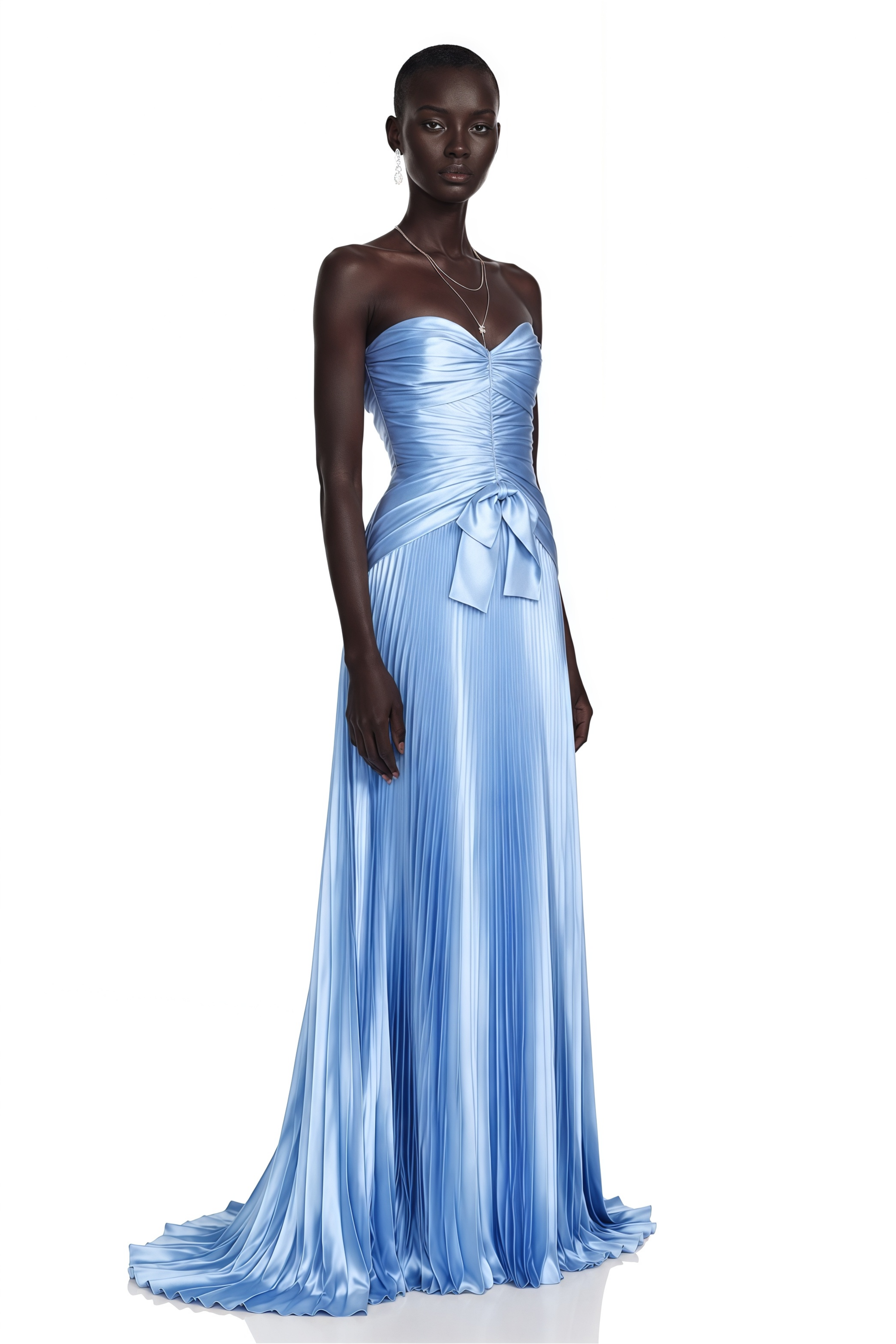 Celestine Blue Off Shoulder Pleated Maxi Dress