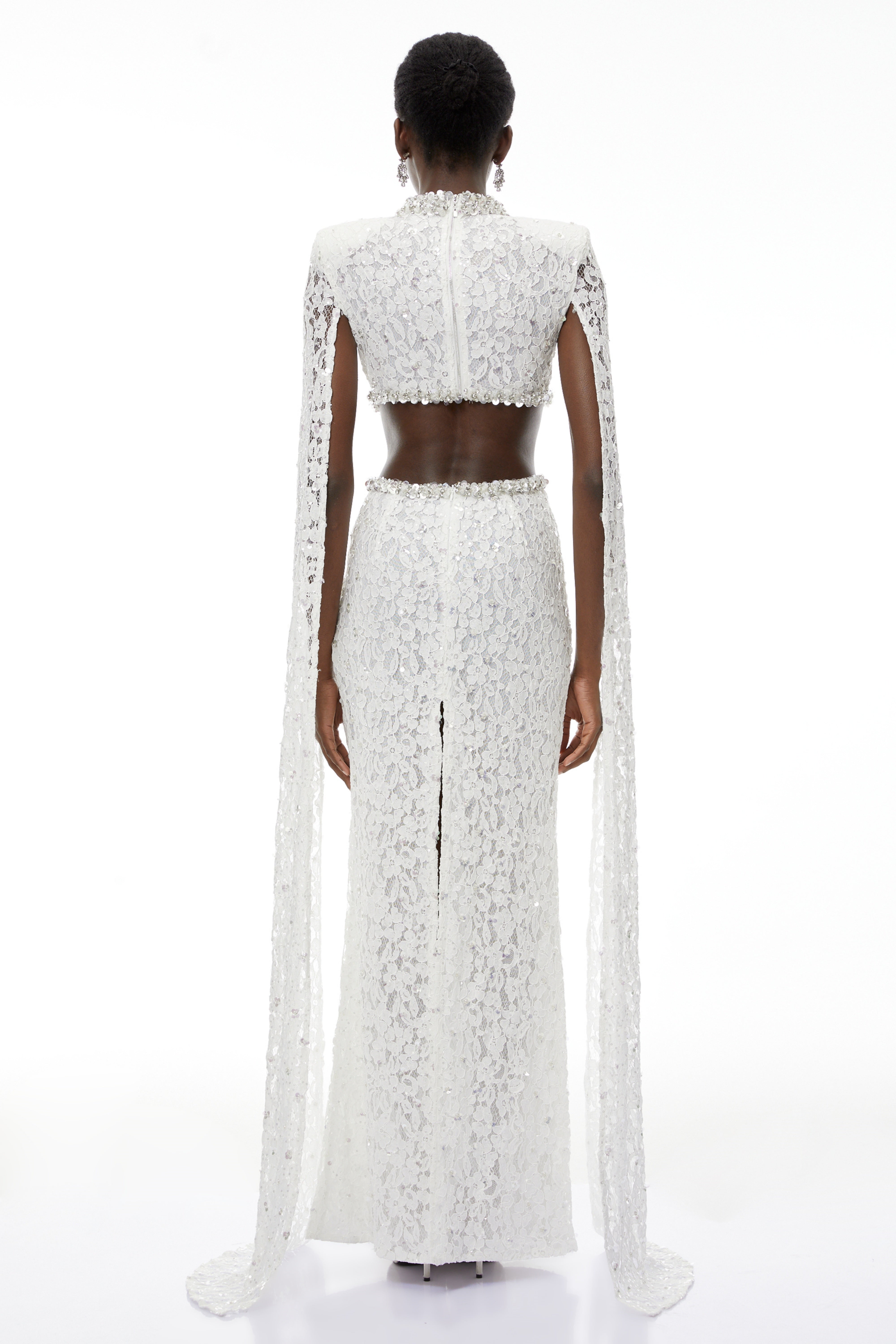Chakame White Embellished Lace Maxi Dress (Final Sale-US Only)