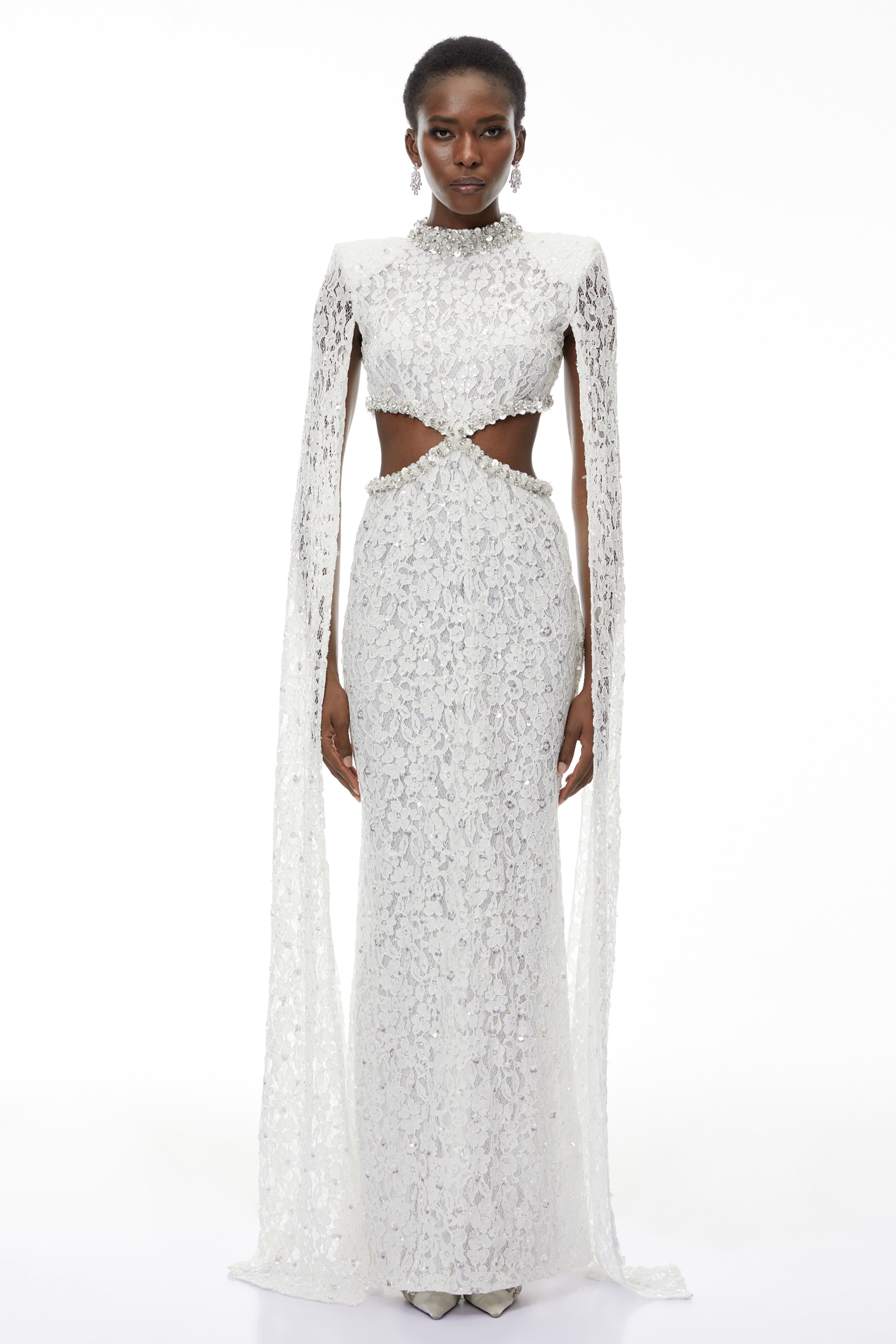 Chakame White Embellished Lace Maxi Dress (Final Sale-US Only)