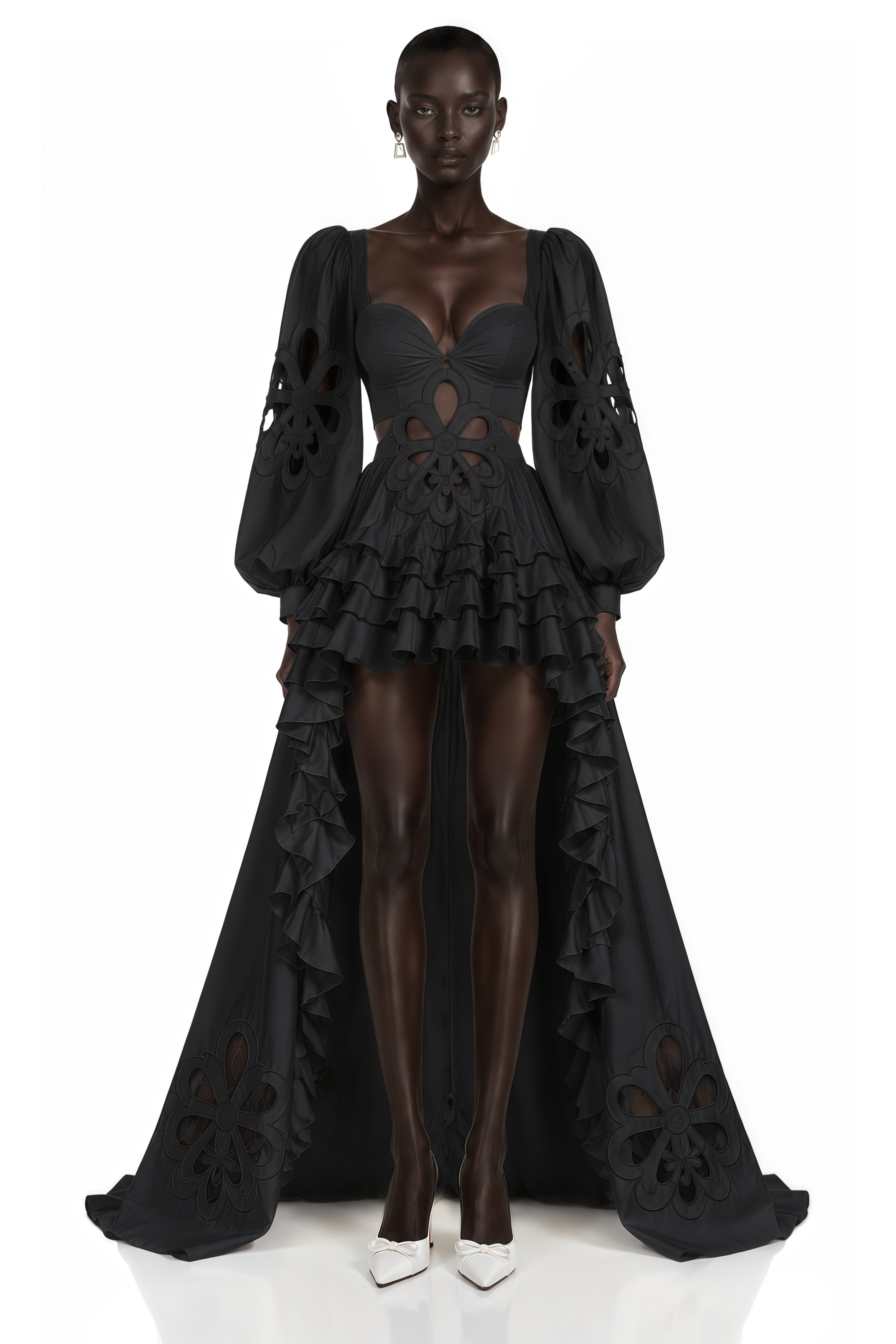 Charles Black Cut-Out Asymmetrical Maxi Dress