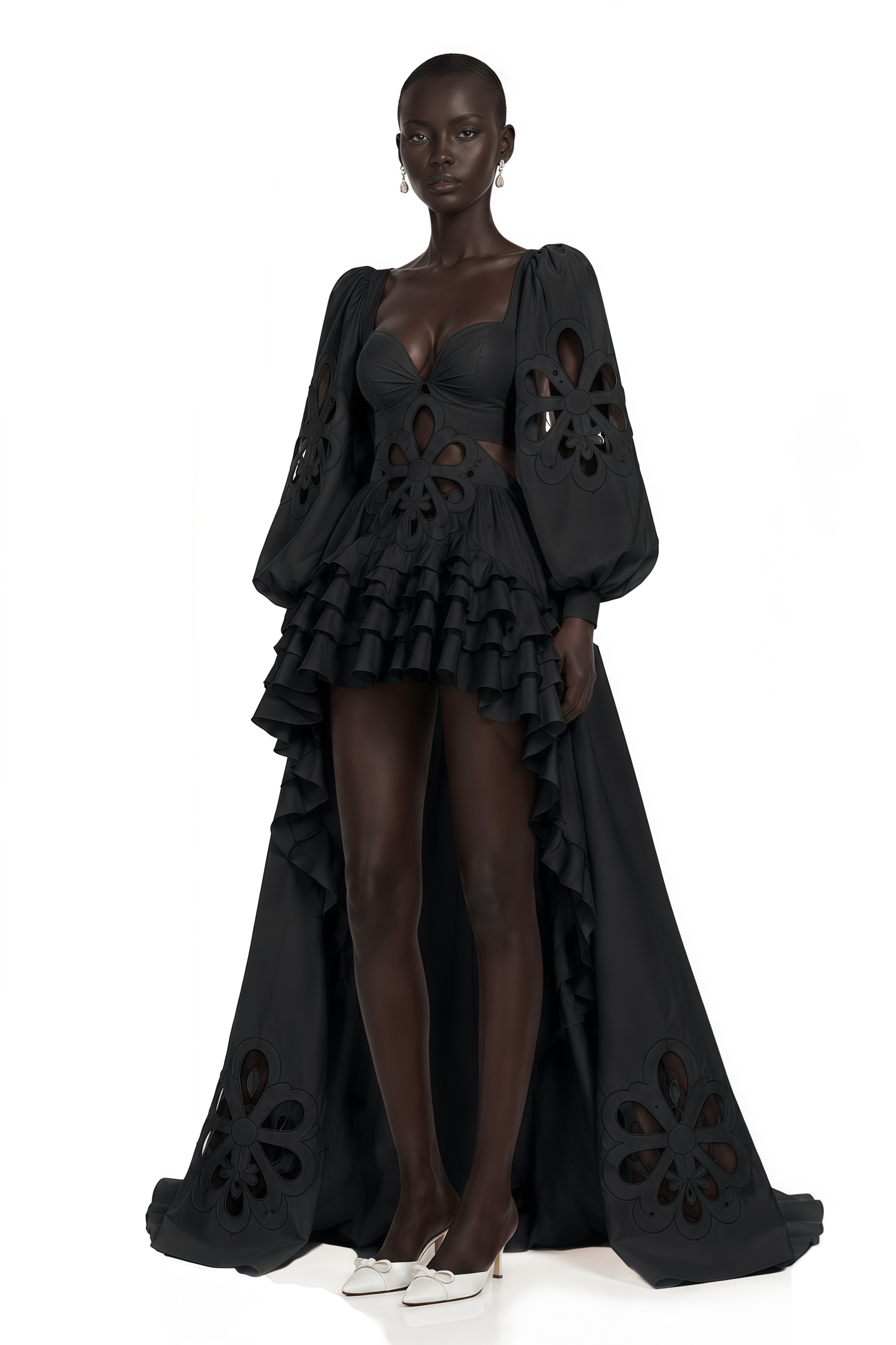 Charles Black Cut-Out Asymmetrical Maxi Dress