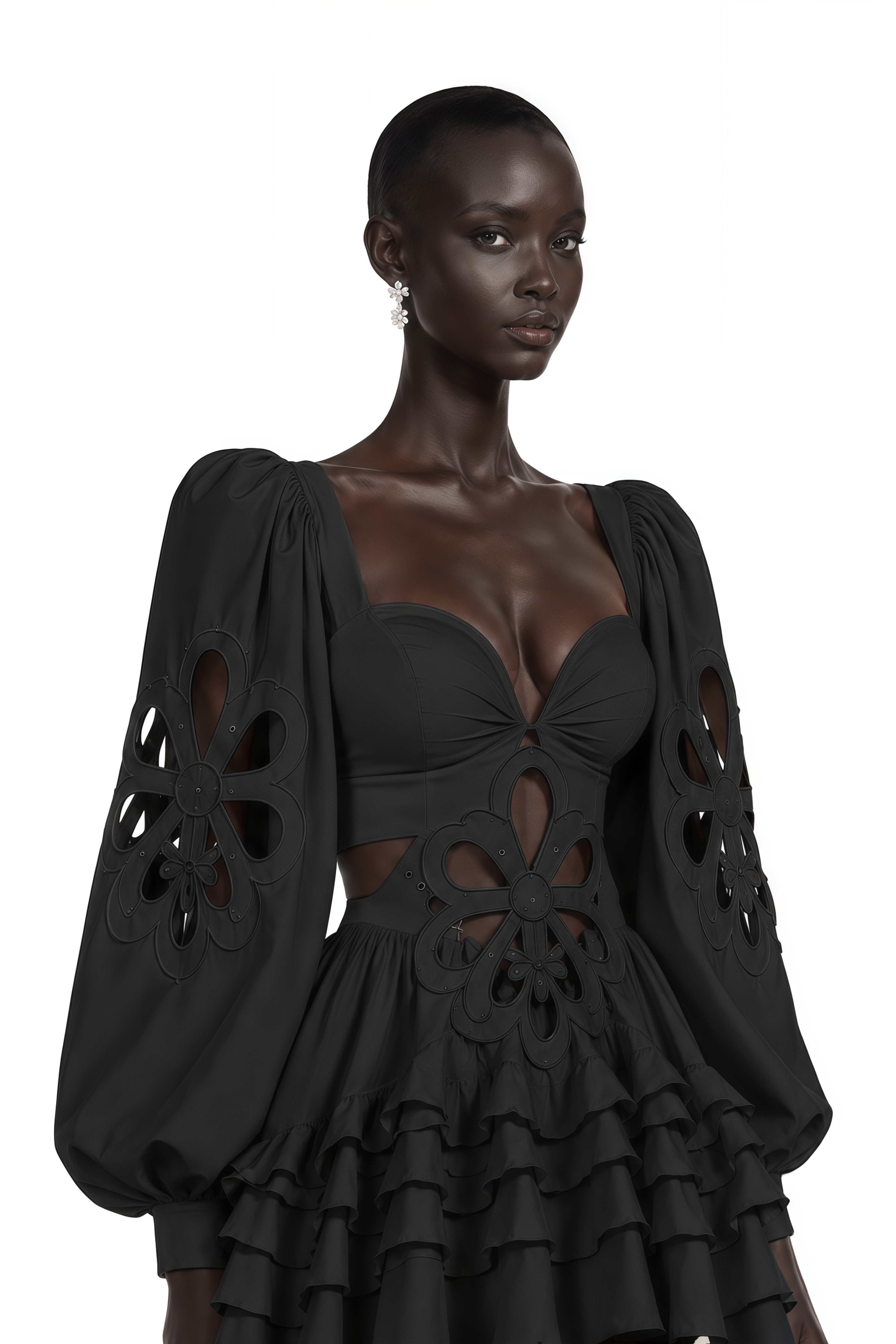 Charles Black Cut-Out Asymmetrical Maxi Dress