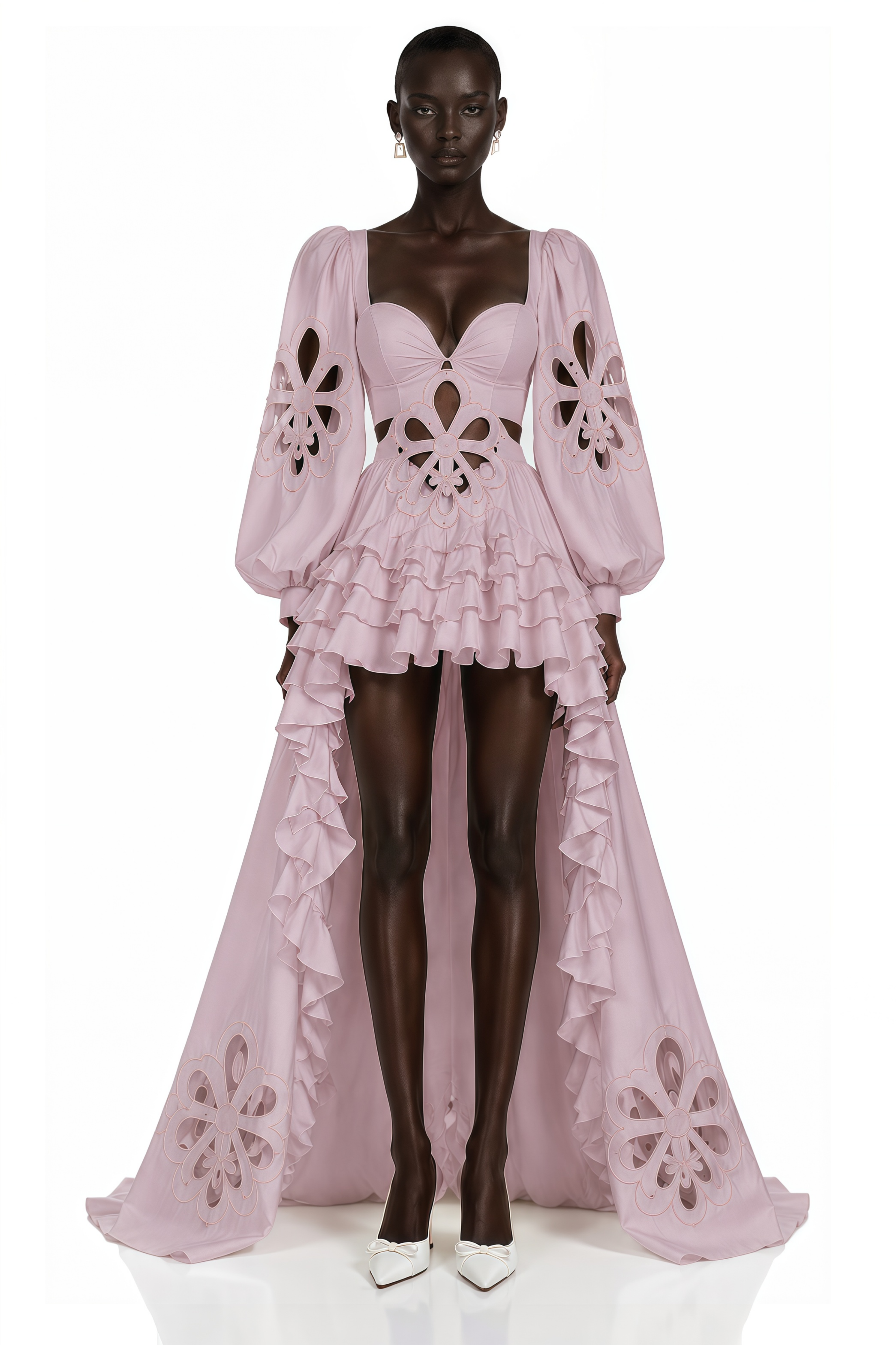 Charles Pink Cut-Out Asymmetrical Maxi Dress