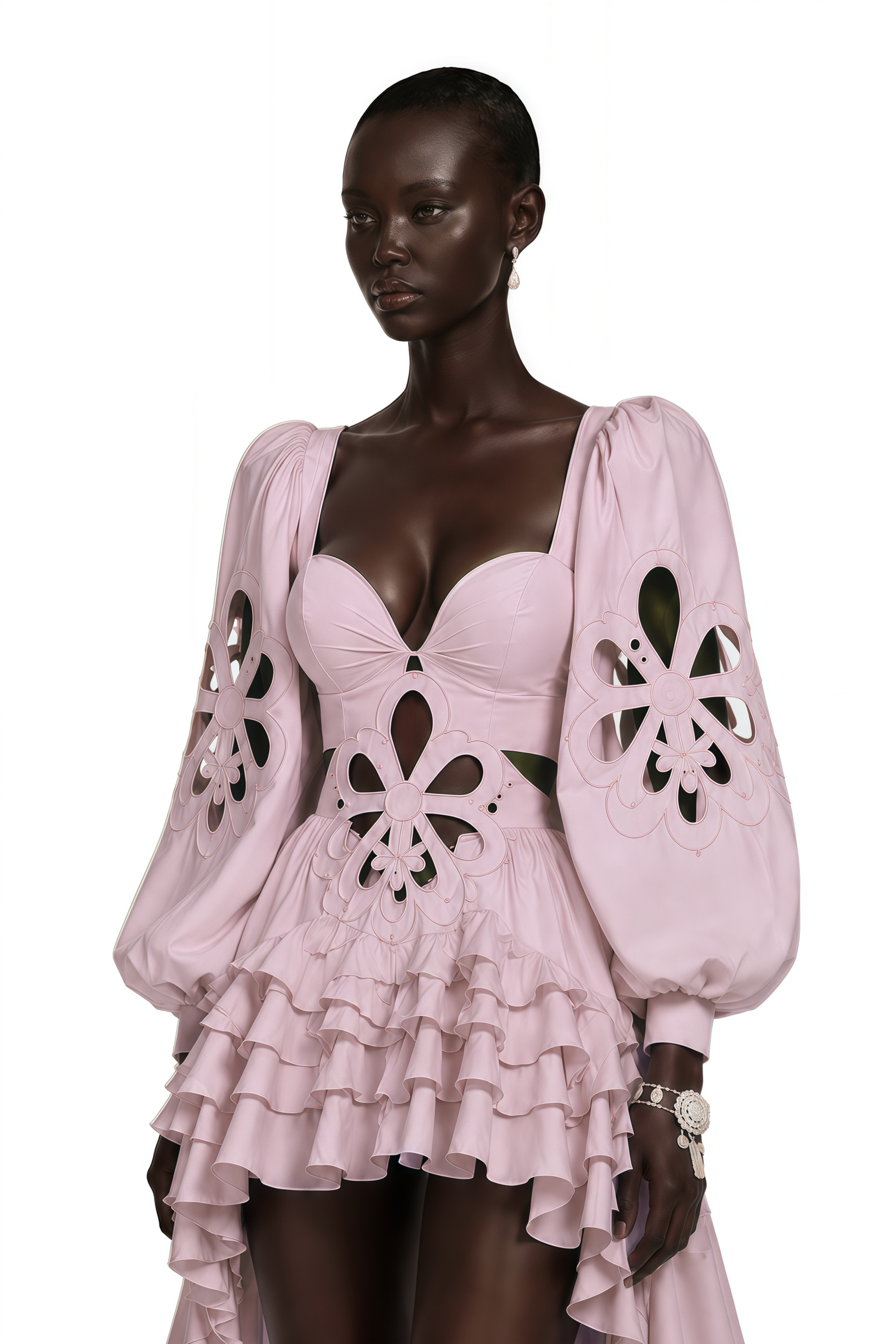 Charles Pink Cut-Out Asymmetrical Maxi Dress