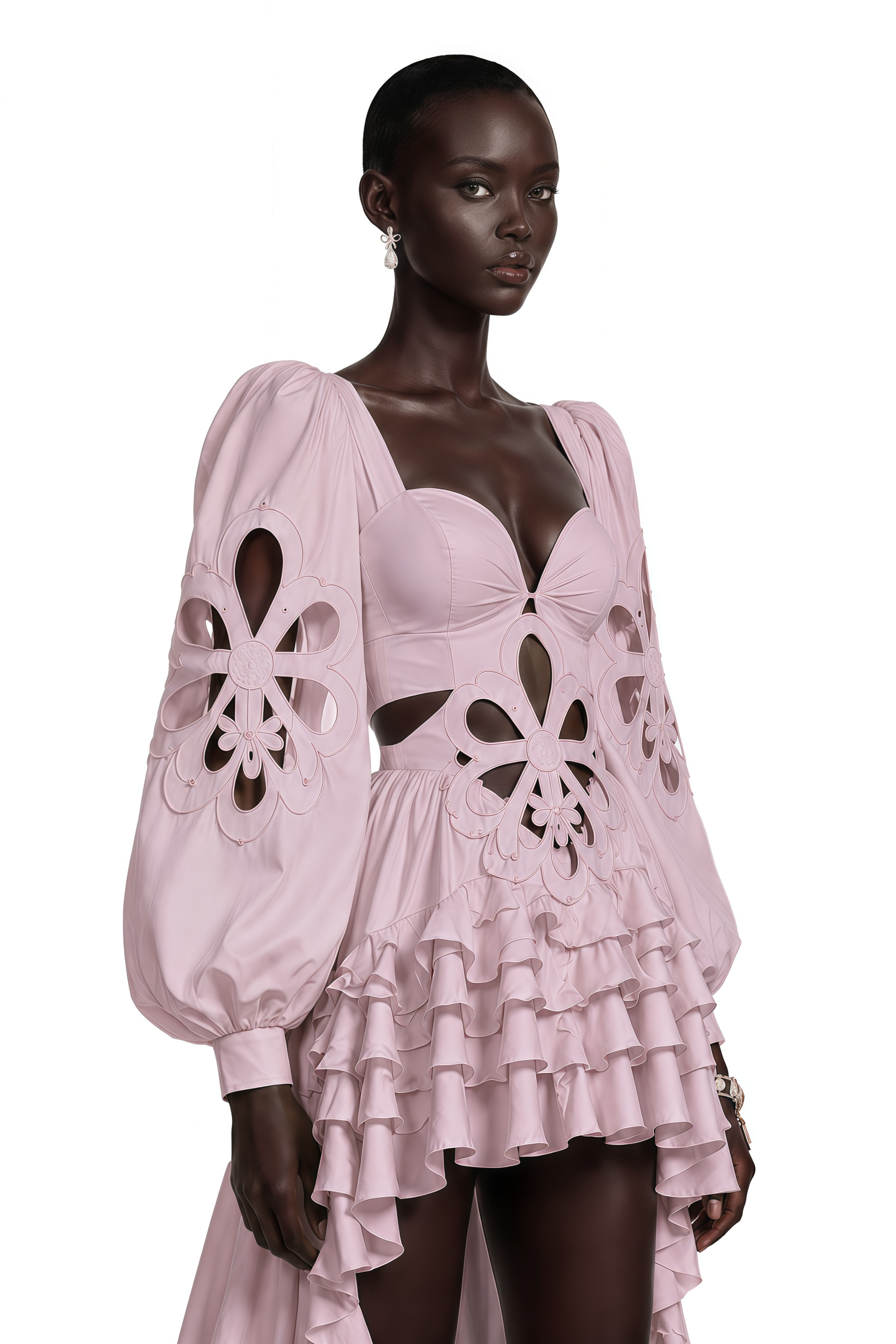Charles Pink Cut-Out Asymmetrical Maxi Dress
