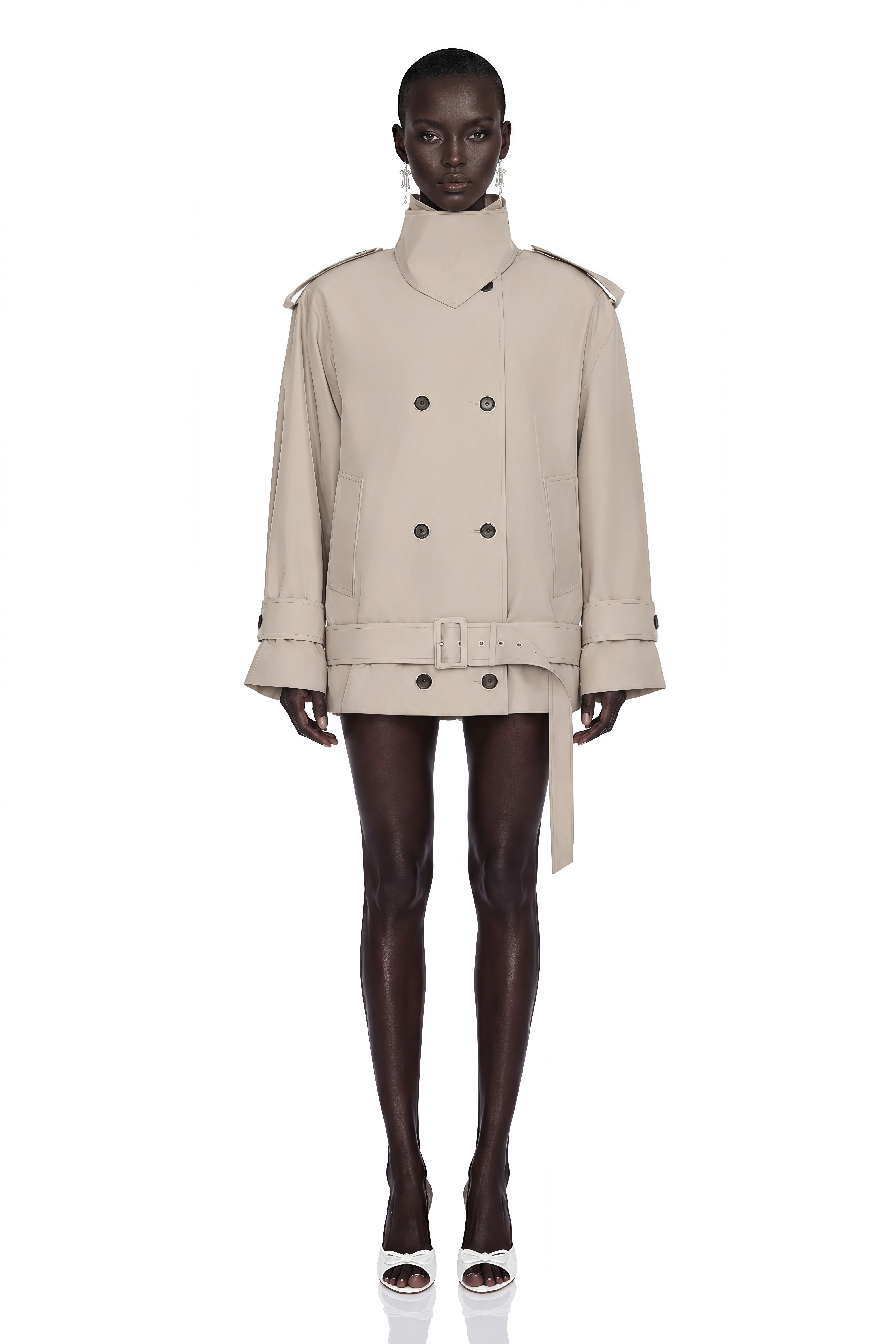 Trench-coat à double boutonnage et ceinture Mavis Grey