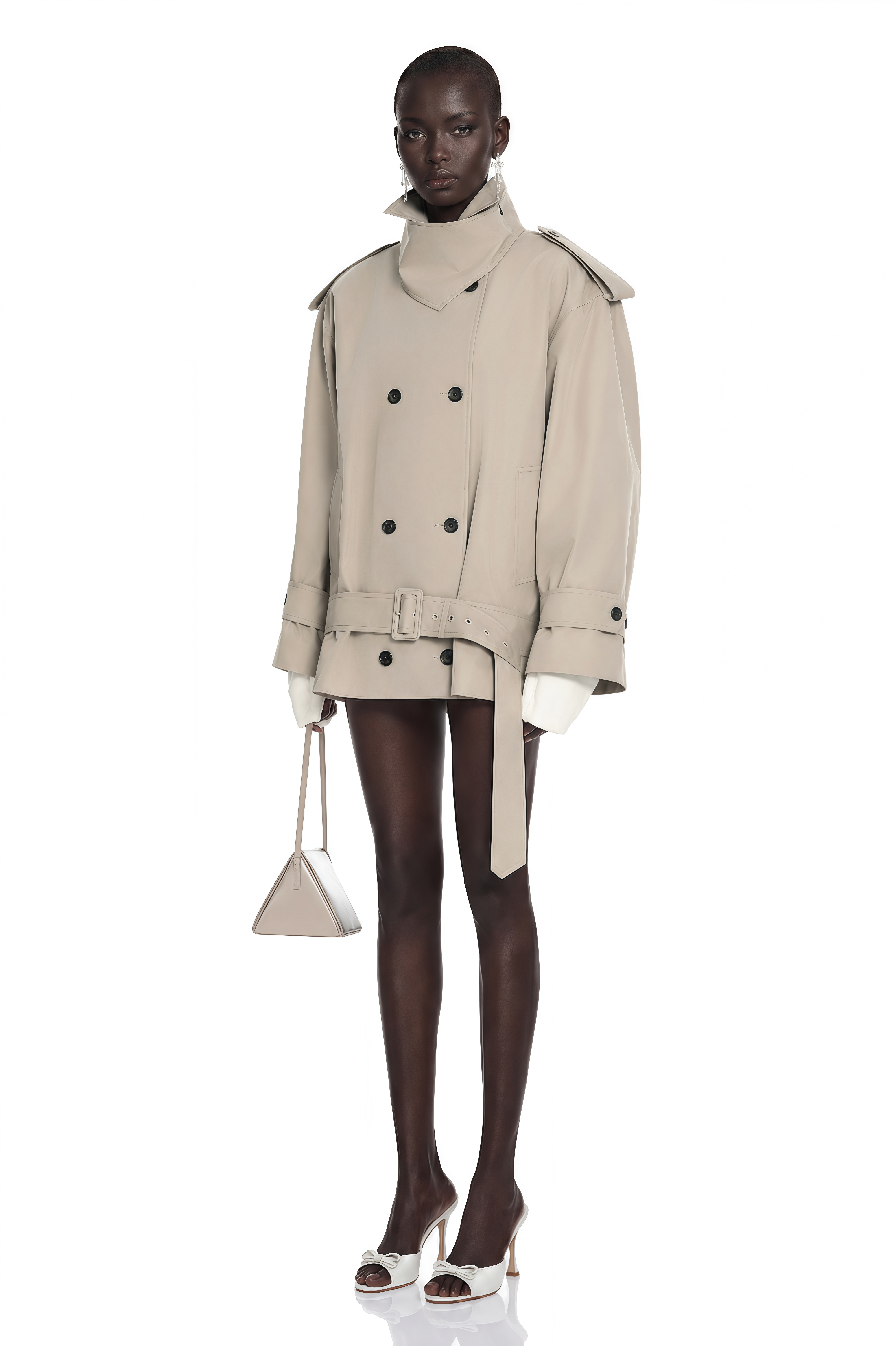 Trench-coat à double boutonnage et ceinture Mavis Grey