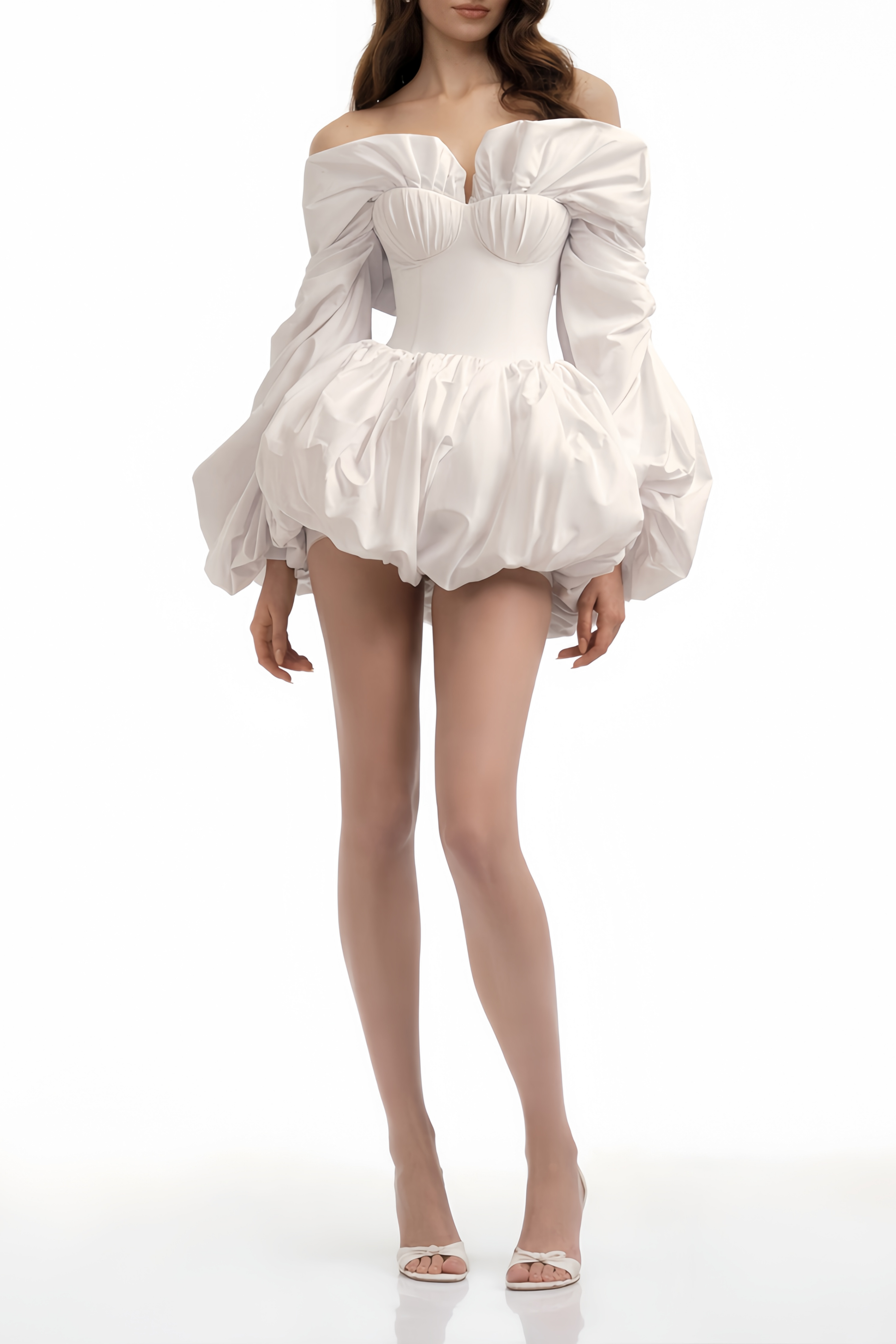 Alicia White Ruched Blouse & Skirt Set