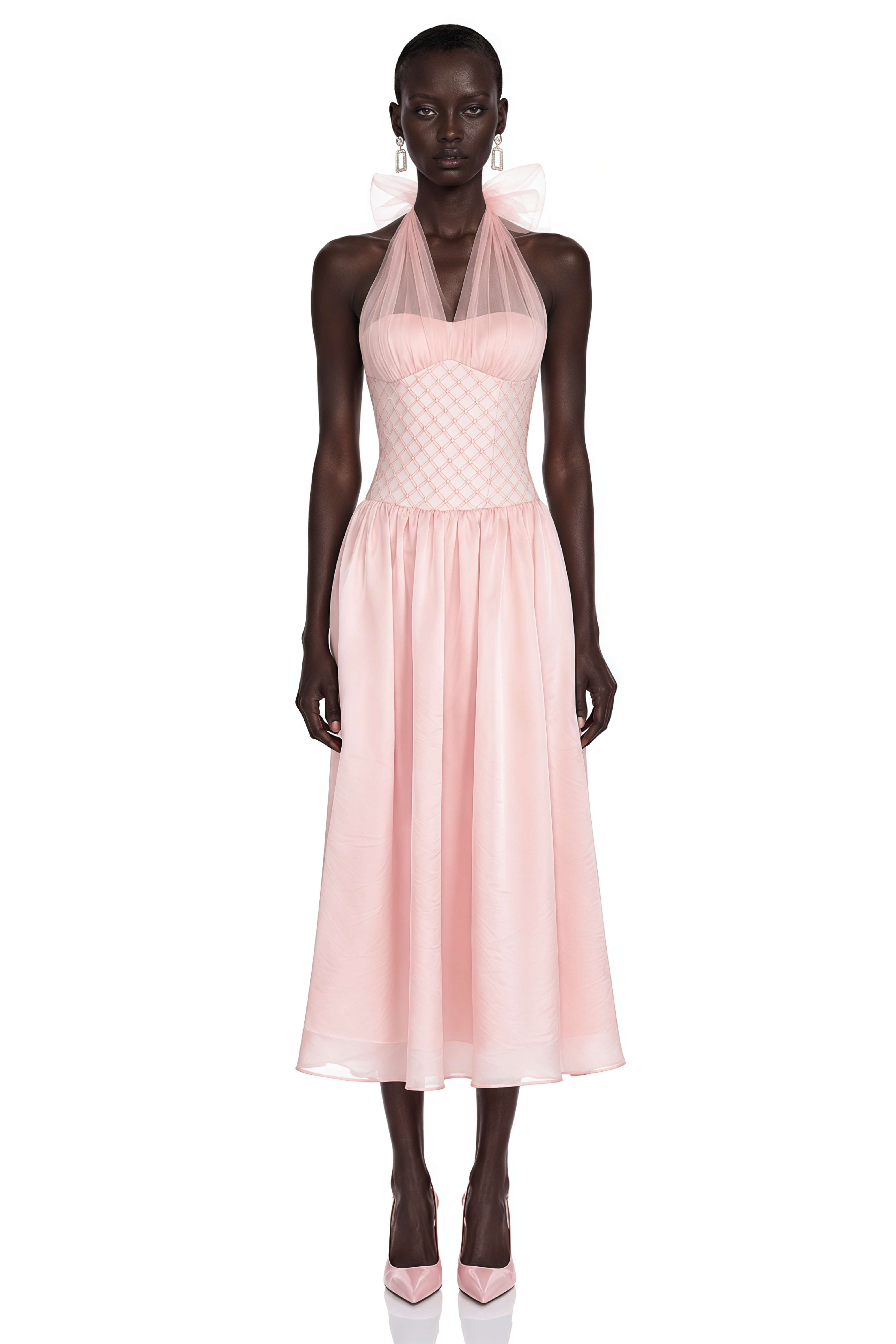Constantia Pink Halterneck Sequin Midi Dress