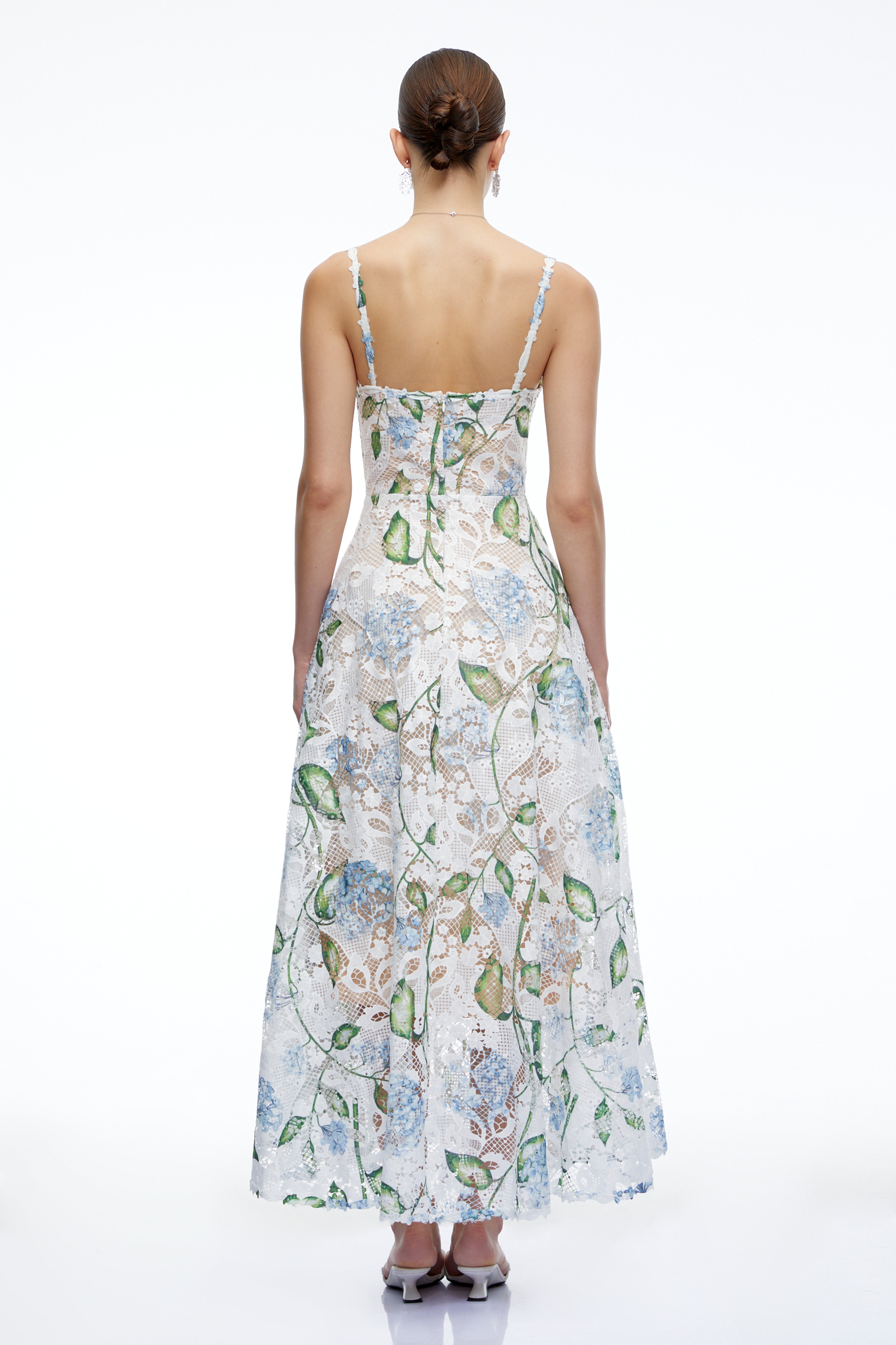Corisande Blue Floral Lace Maxi Dress