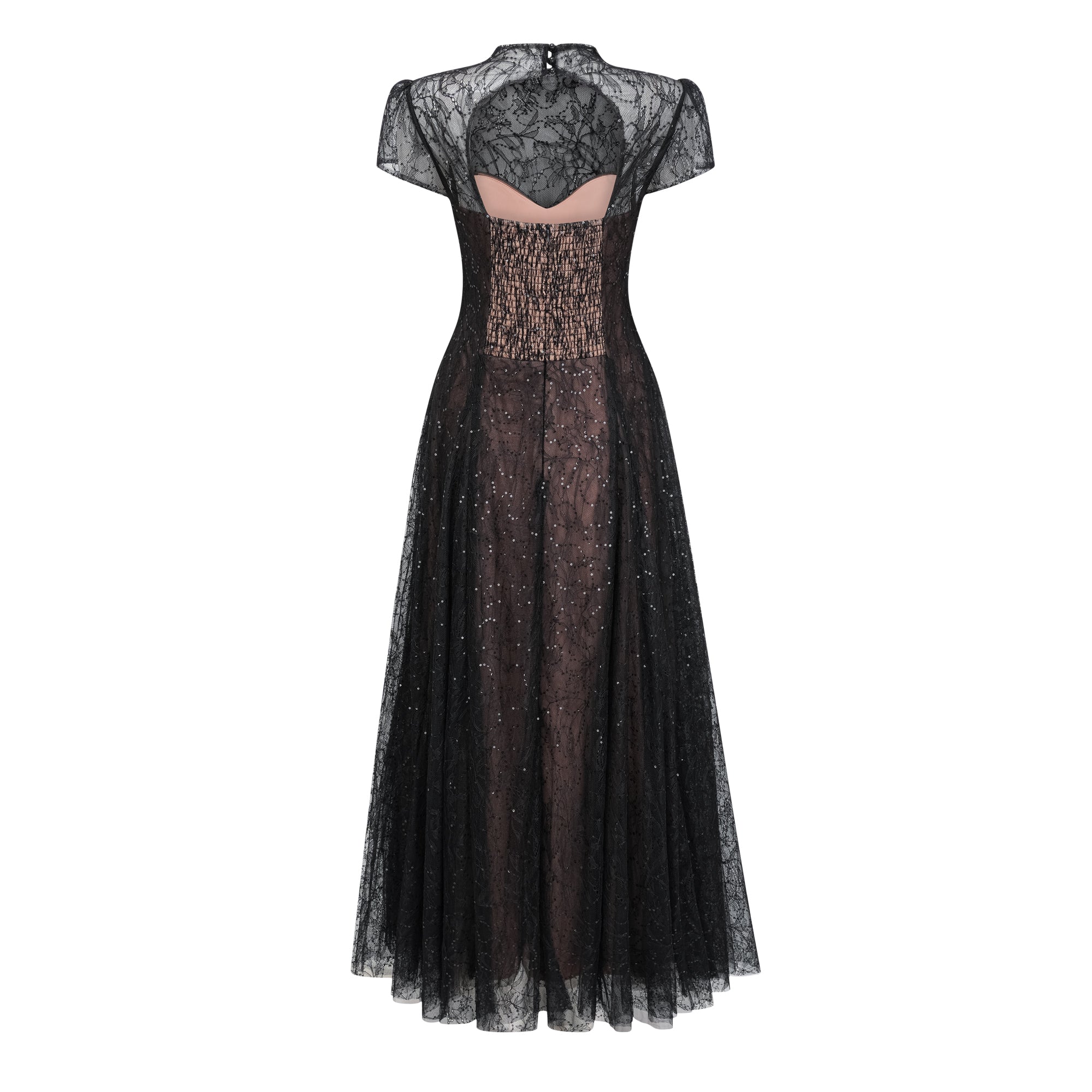 Velia Black Lace Glitter Tulle Maxi Gown (Final Sale-US Only)