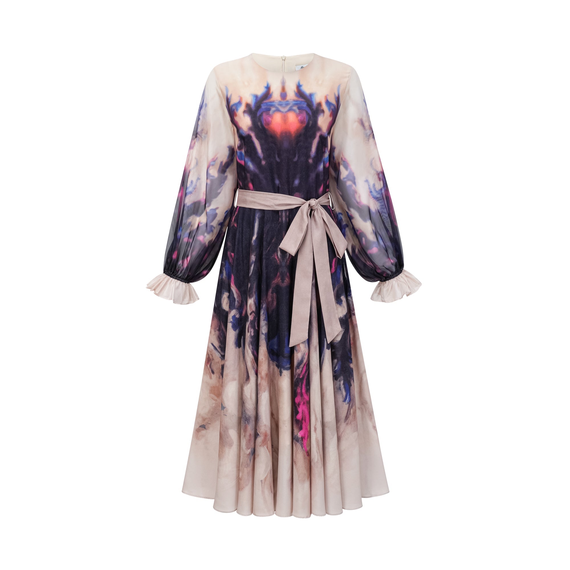 Robe midi en soie à imprimé graffiti estompé « Urbaine » (Vente définitive)