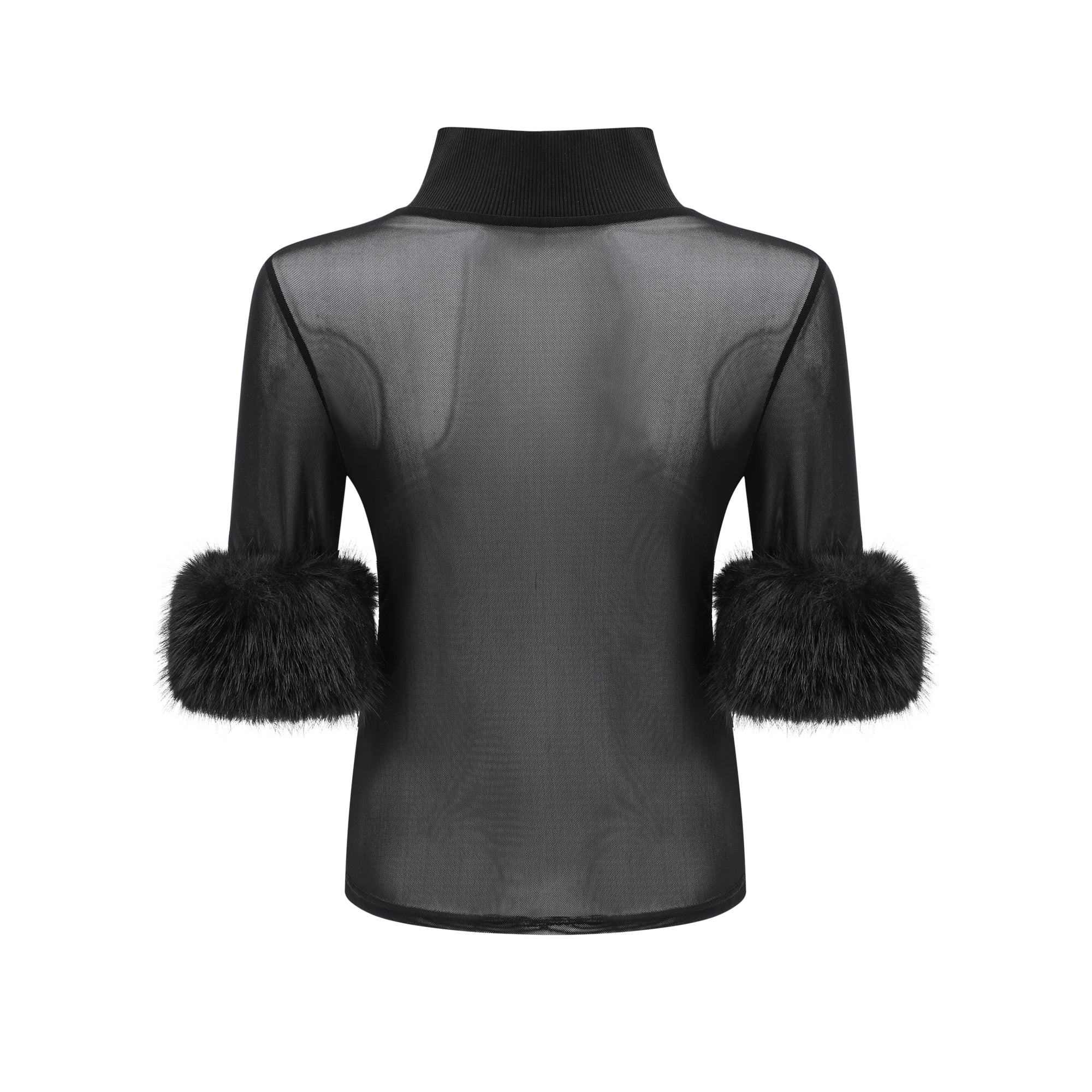 Ségolène black faux-fur tulle top (Final Sale-US Only)