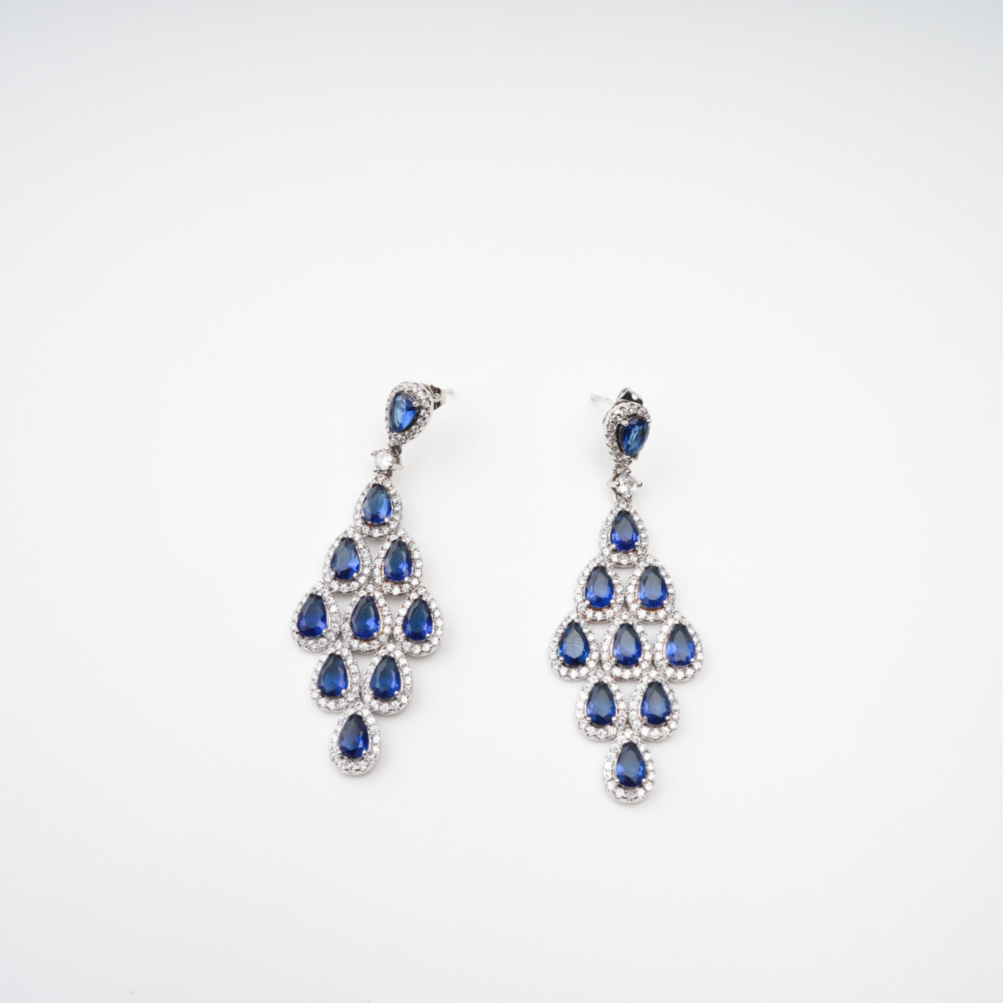 Estelle Blue Crystal Embellished Sterling Silver Earrings (Final Sale)