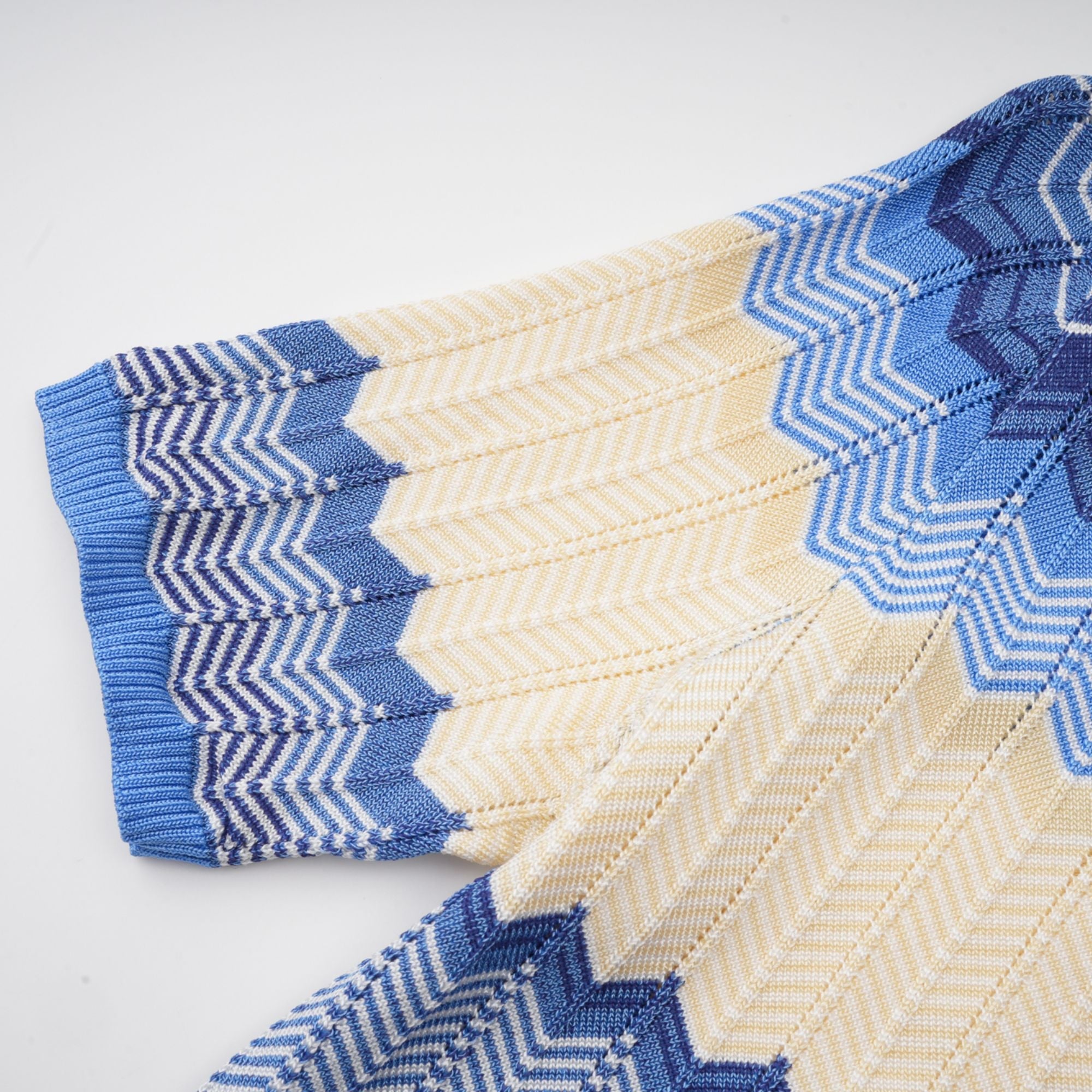Daniela blue zigzag-design knit top & skirt matching set (Final Sale-US Only)