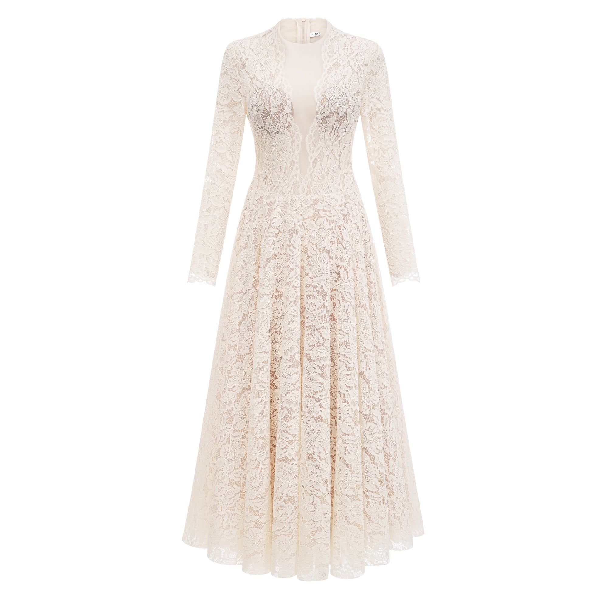 Robe longue en dentelle ivoire Oliana