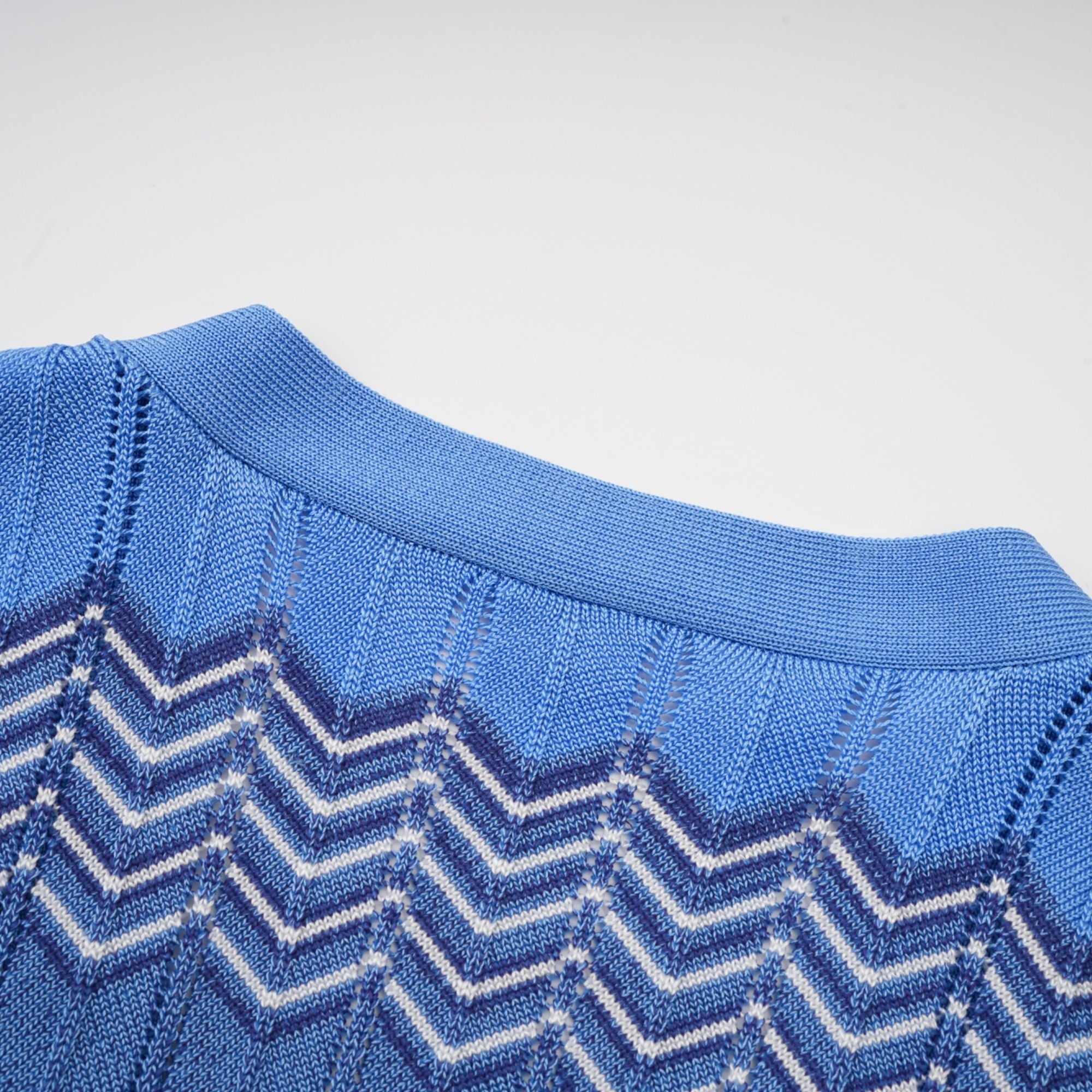 Daniela blue zigzag-design knit top & skirt matching set (Final Sale-US Only)
