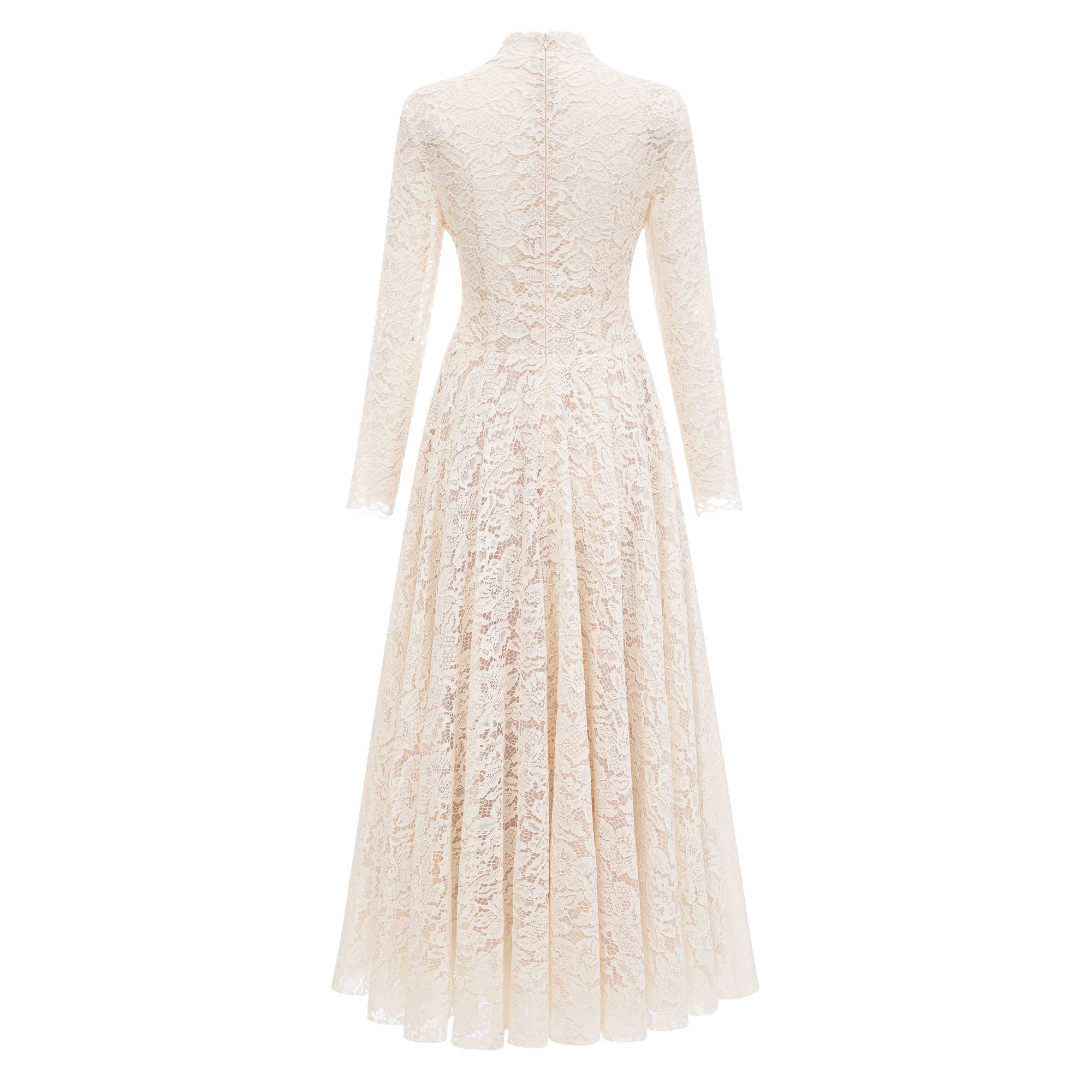 Robe longue en dentelle ivoire Oliana