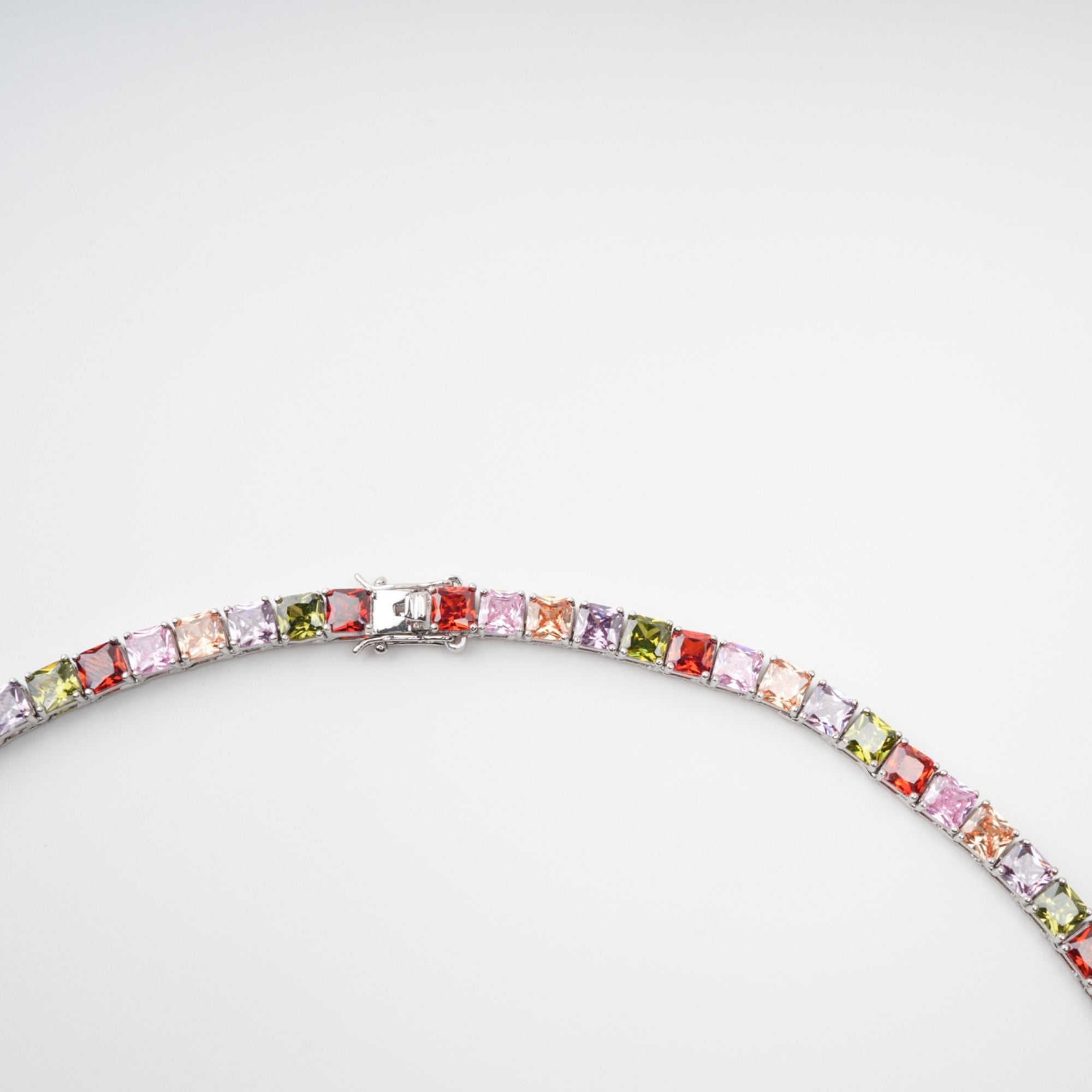 Avril Multicolor Square Cut Crystal Embellished Necklace (Final Sale)