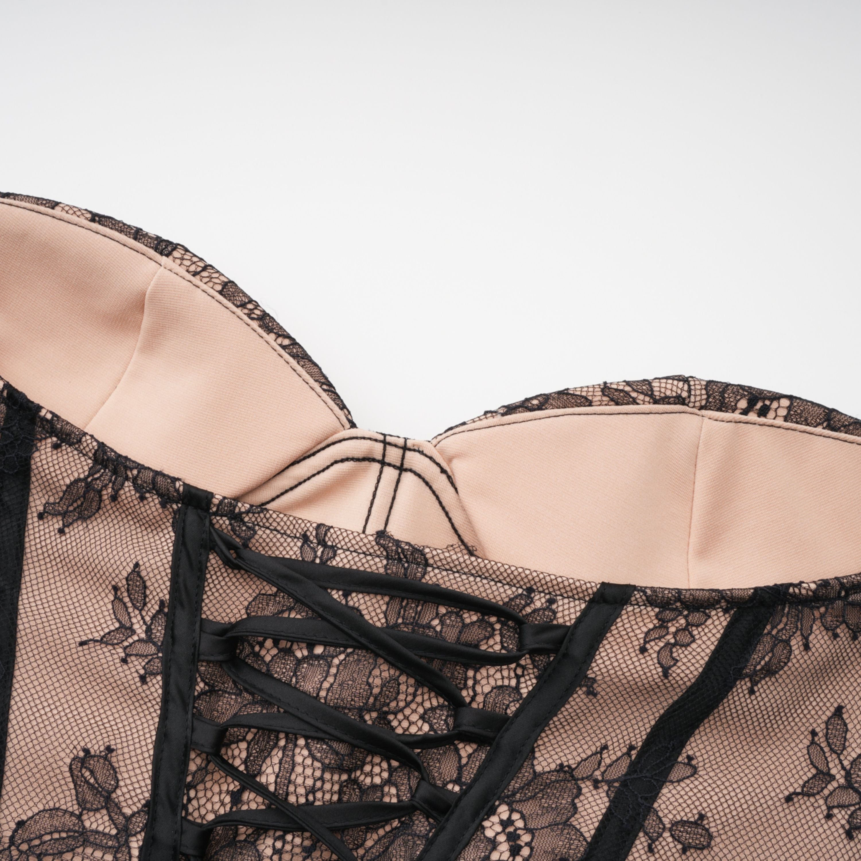 Urszula Black Floral Lace Corset Maxi Dress (Final Sale-US Only)