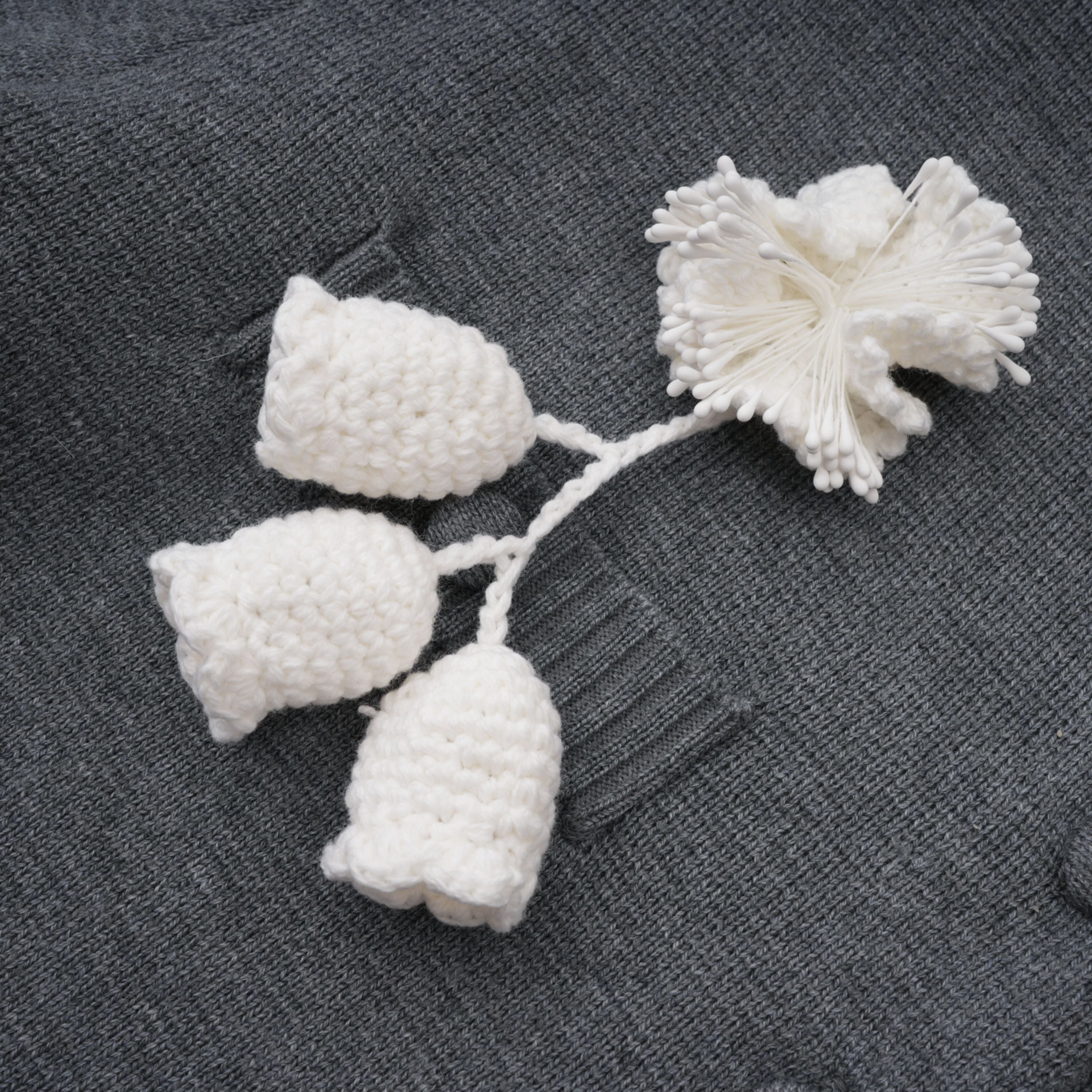 Lisette Grey 3D Petal Knit Cardigan (Final Sale-US Only)