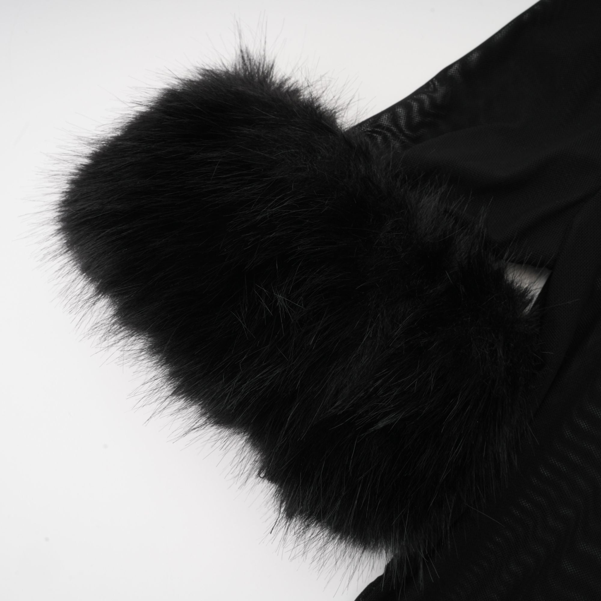Ségolène black faux-fur tulle top (Final Sale-US Only)