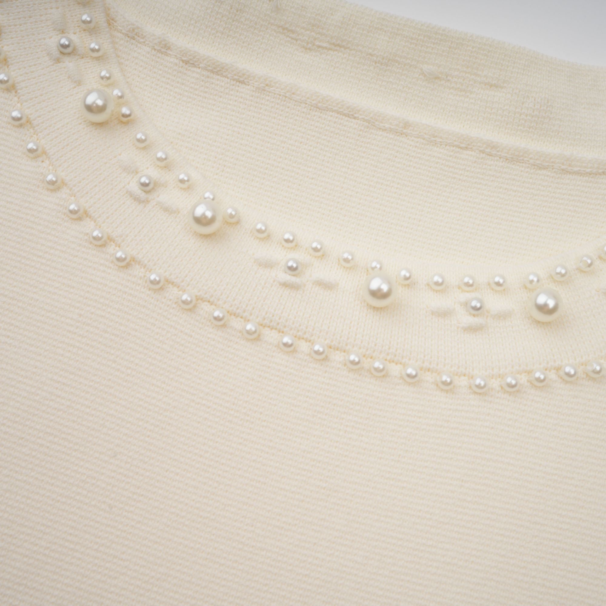 Donatienne white faux-pearl knitted maxi dress (Final Sale)